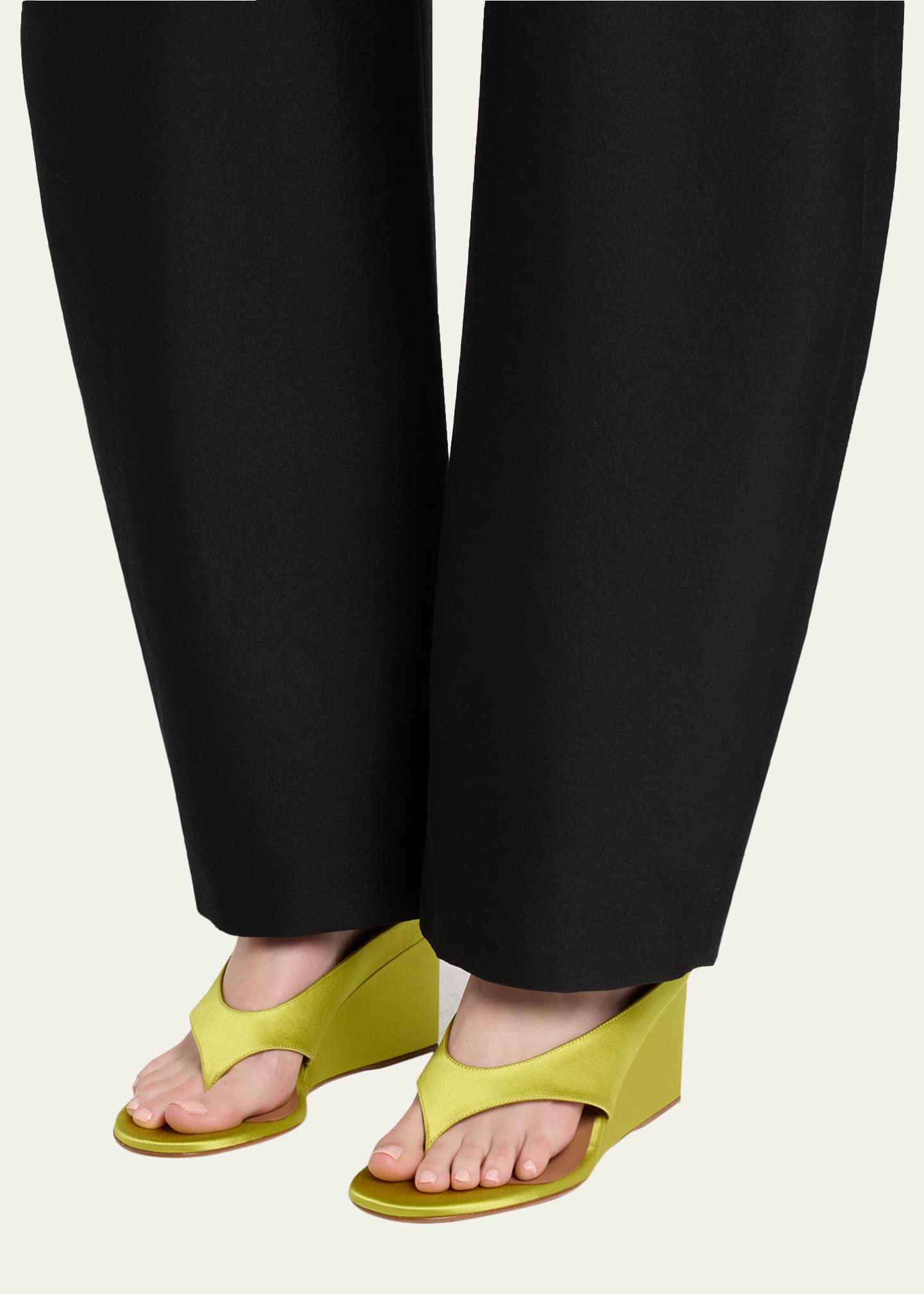 ALAIA 75mm Cube Satin Thong Wedge Sandals - Bergdorf Goodman