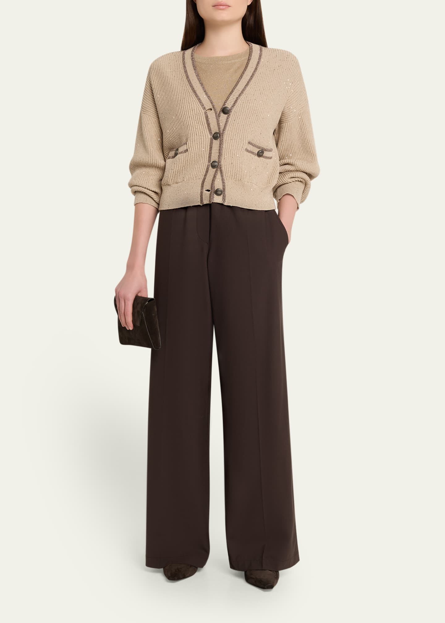 BRUNELLO CUCINELLI - BRUNELLO CUCINELLI☆エルボーパッチ☆お値下げ! Brunello Cucinelli Wool-Blend Wide-Leg Pants - Bergdorf Goodman