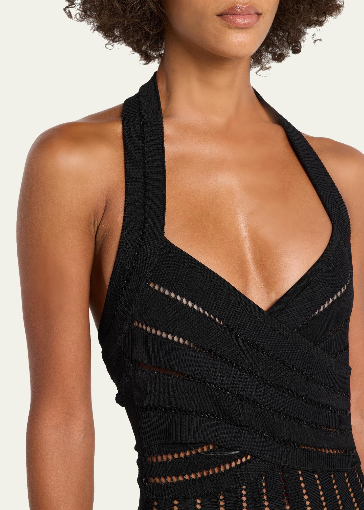 balmain halter dress Crisscross Fléchage Knit Midi Patrizia Pepe