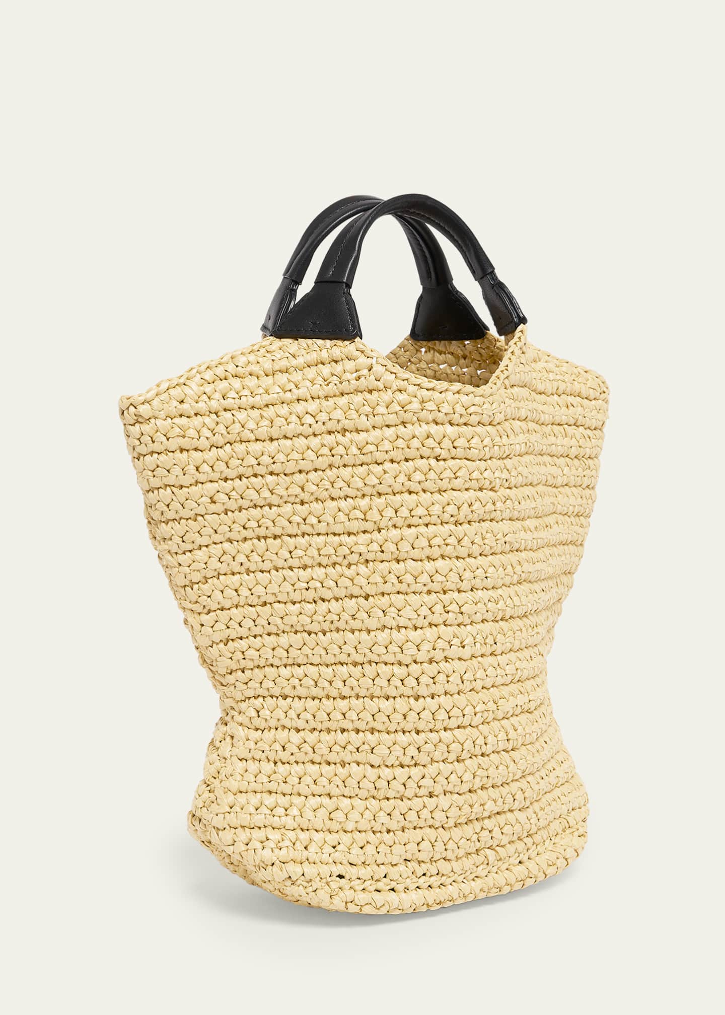 Balmain Cabas Mini Faux Raffia Top-Handle Bag - Bergdorf Goodman