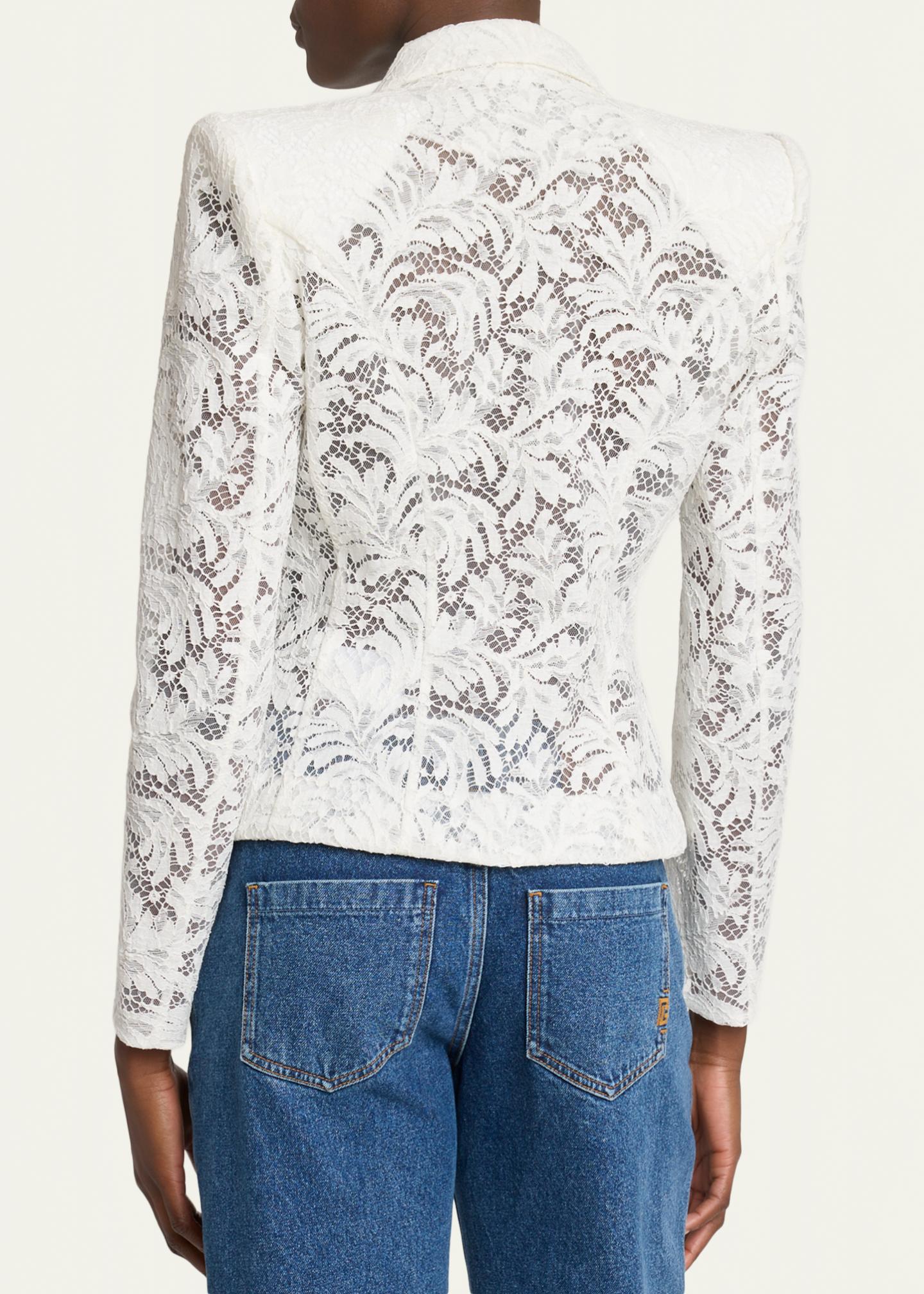 Balmain One-Button Floral Lace Blazer - Bergdorf Goodman
