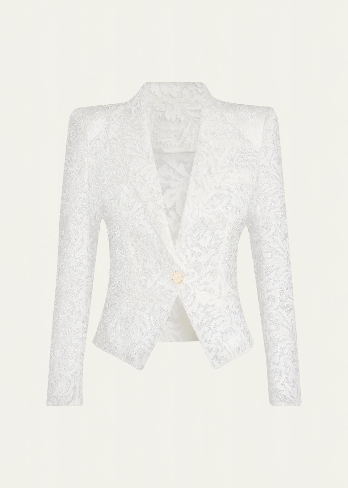 Balmain One-Button Floral Lace Blazer - Bergdorf Goodman