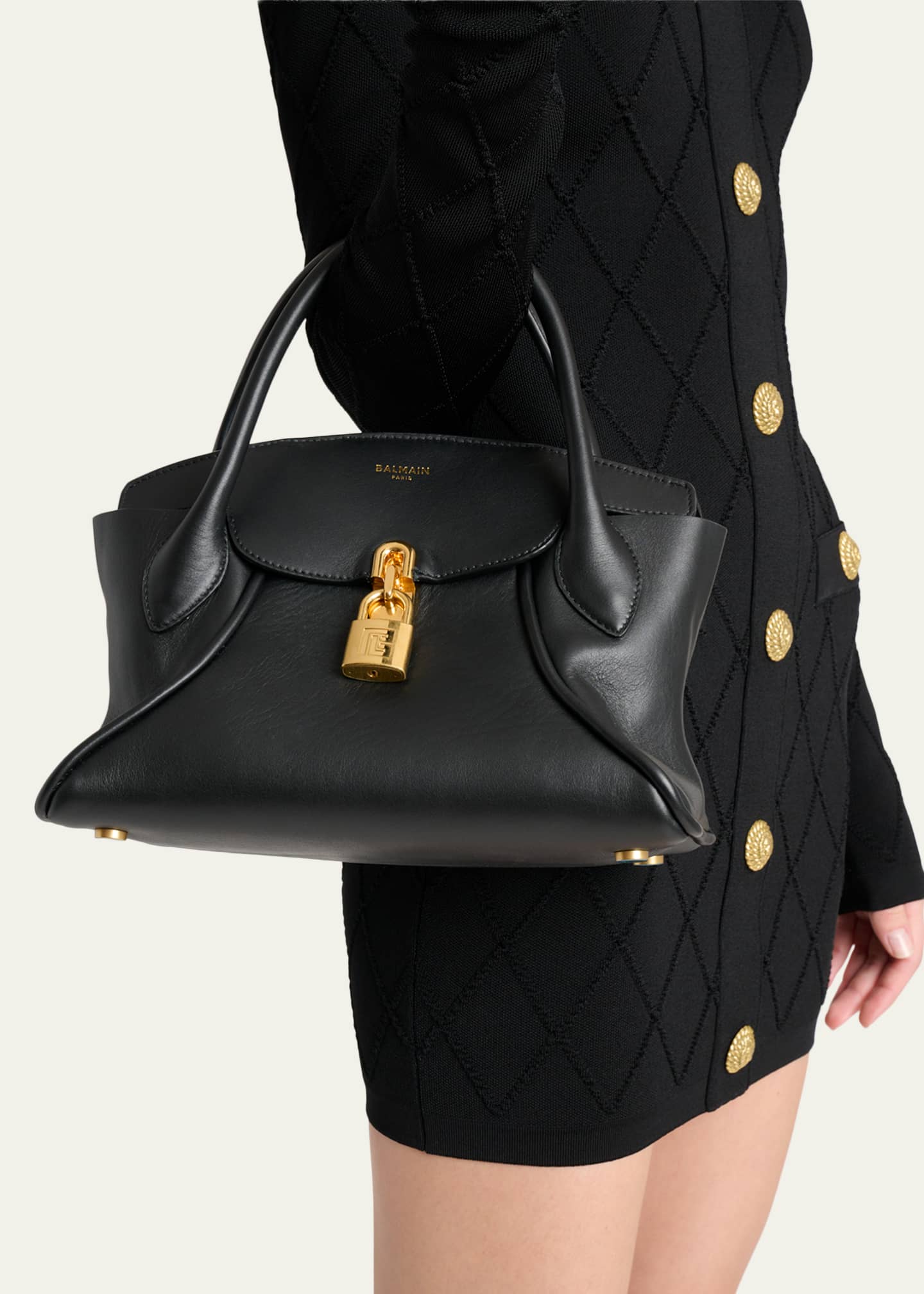Balmain Pulse Leather Top-Handle Bag - Bergdorf Goodman
