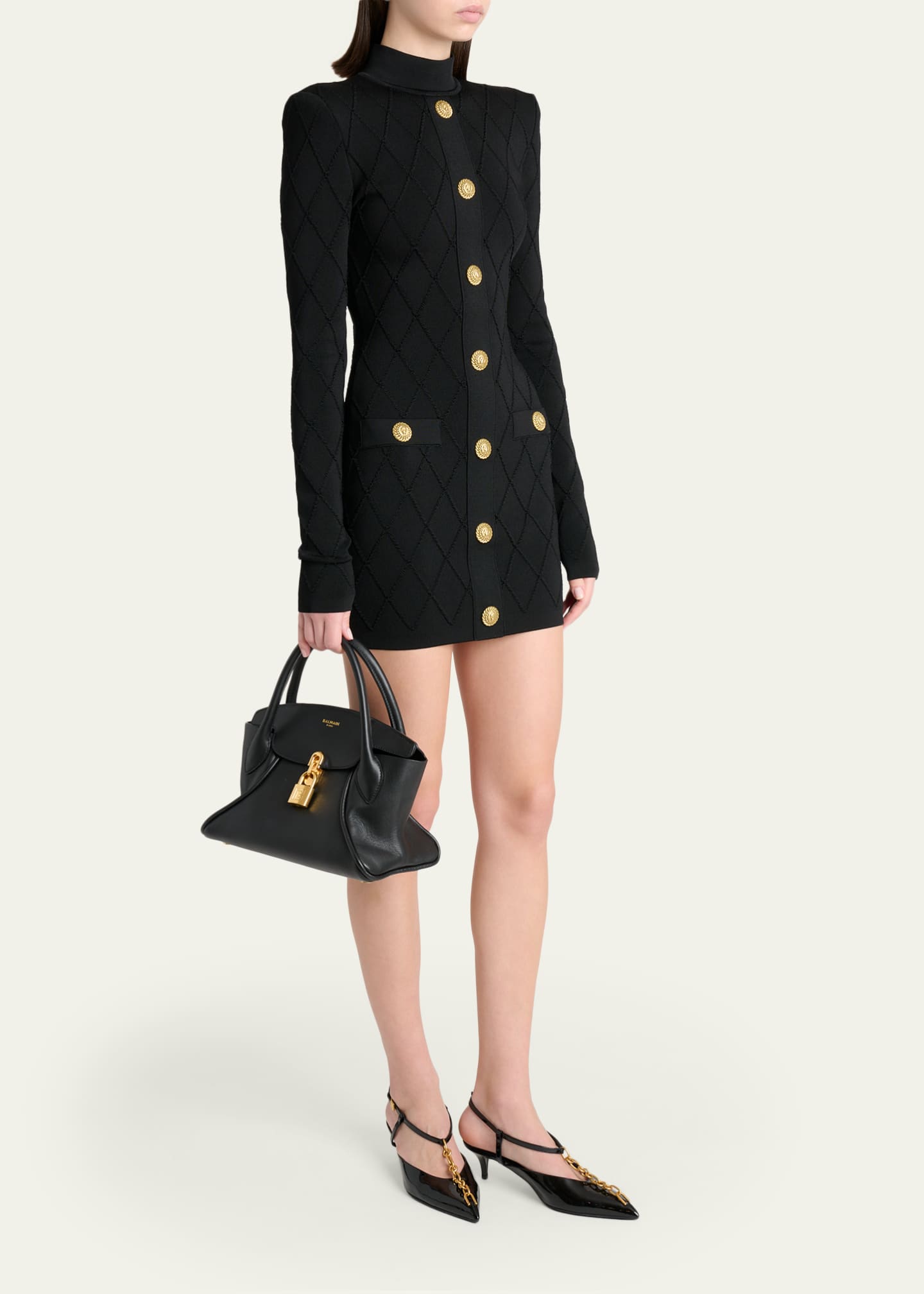 Balmain Pulse Leather Top-Handle Bag - Bergdorf Goodman
