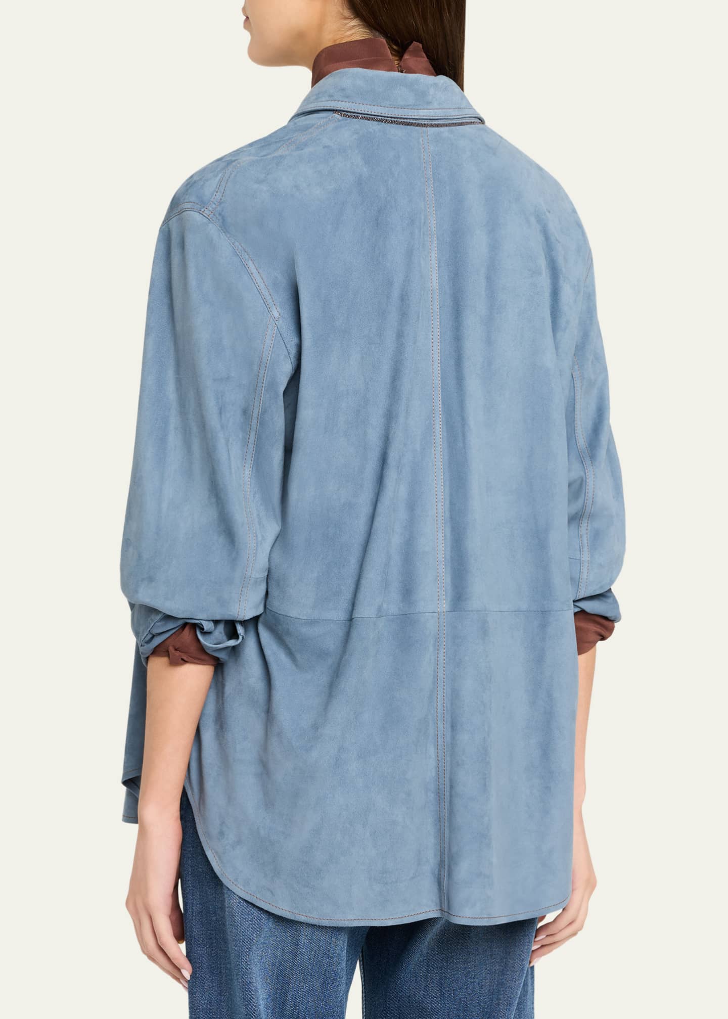 Brunello Cucinelli Suede Long Sleeve Snap Button Shirt - Bergdorf