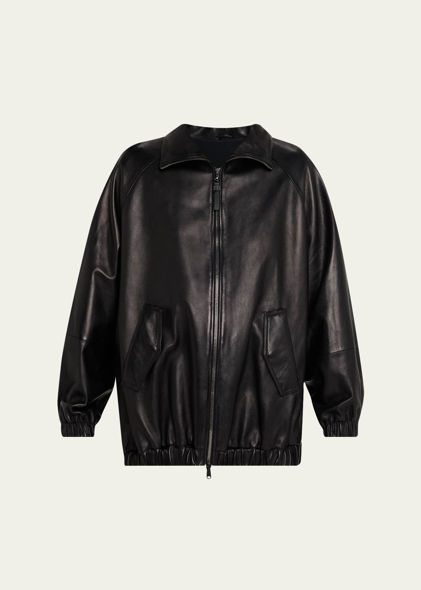 Brunello Cucinelli Leather Zip-Front Jacket - Bergdorf Goodman