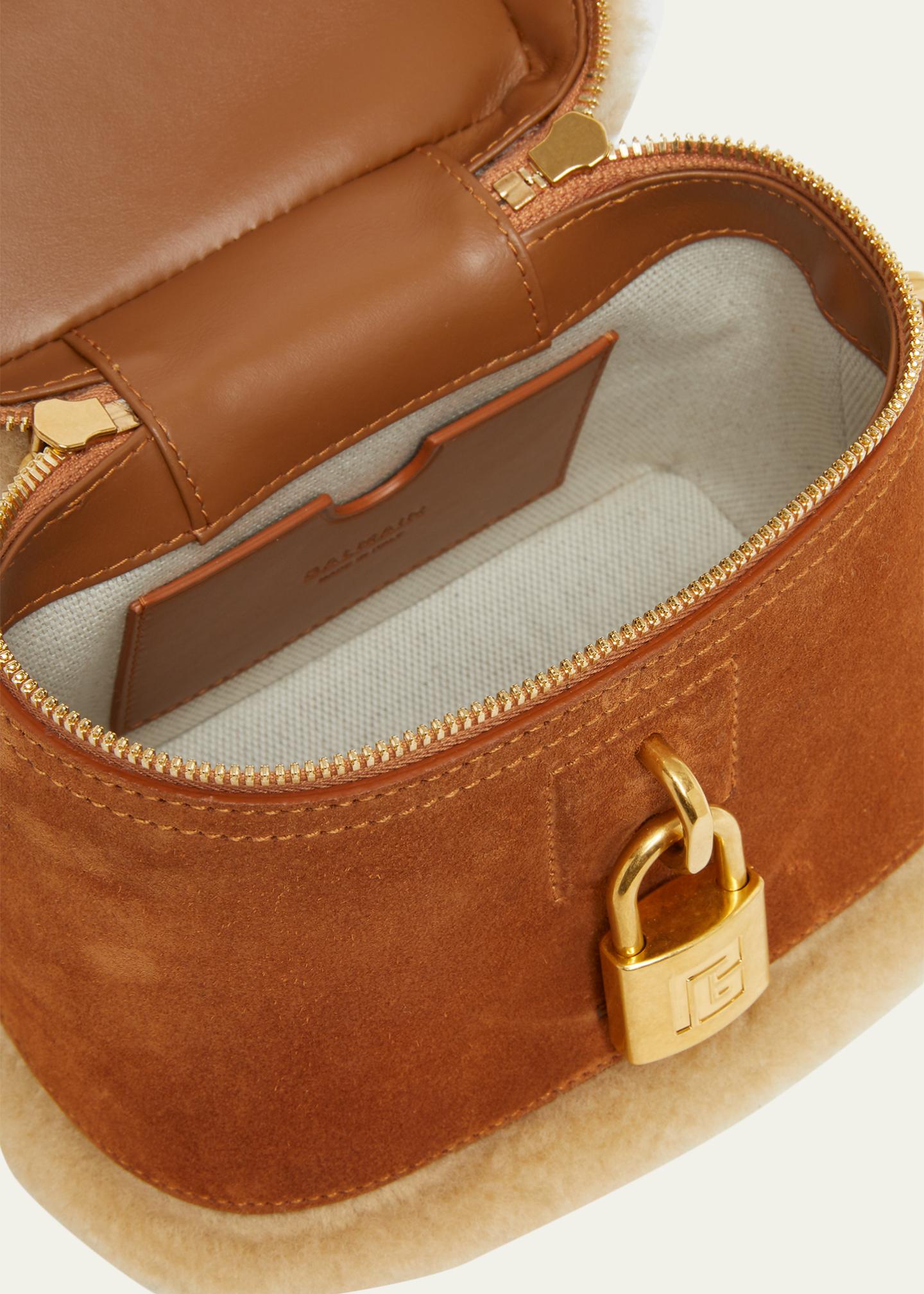 Balmain Pulse Shearling-Trim Suede Vanity Crossbody Bag - Bergdorf