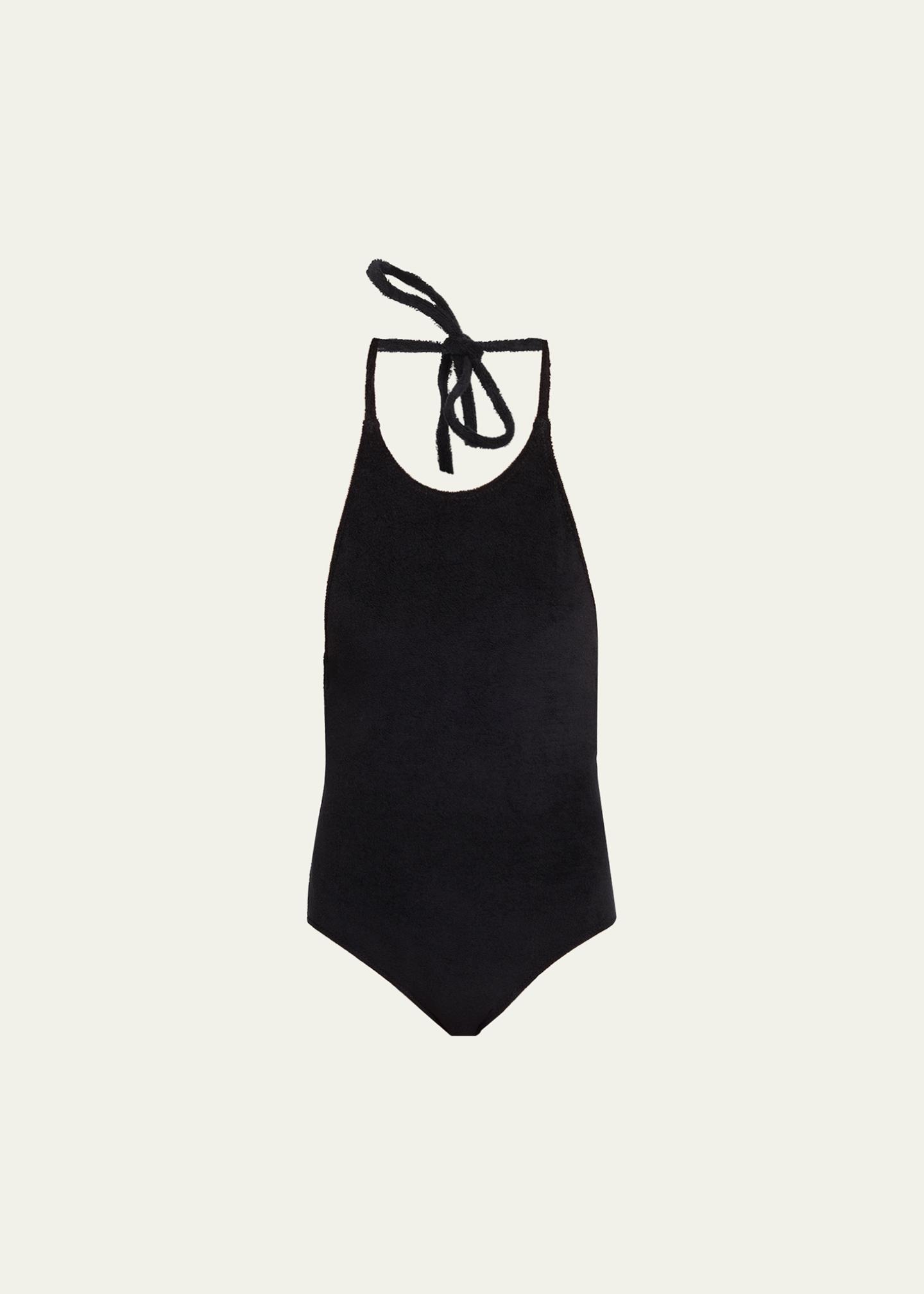 Lisa Marie Fernandez Terry Cloth Halter One-Piece Swimsuit