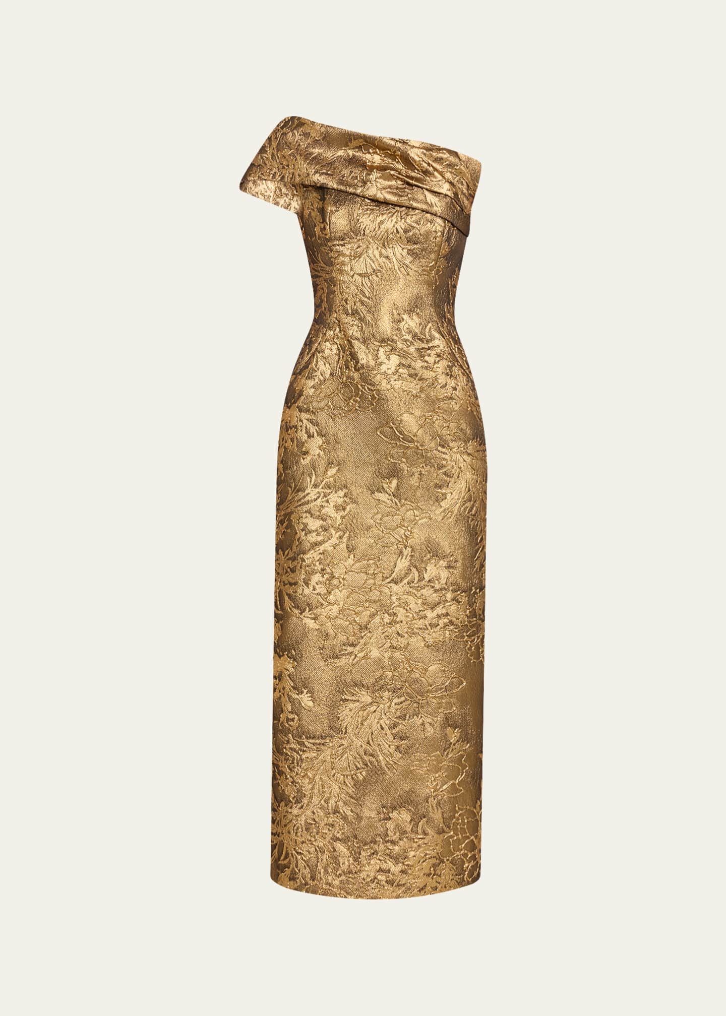 antique gold color dress Vintage Off Shoulder Gold Satin Draped Evening Gown