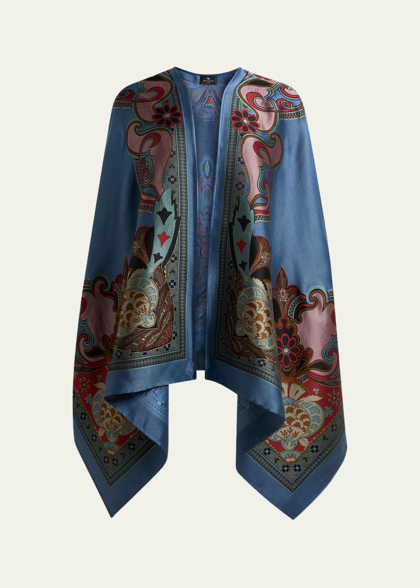 ま*め様 ETRO 毛布 Etro Printed Silk-Blend Cape - Bergdorf Goodman