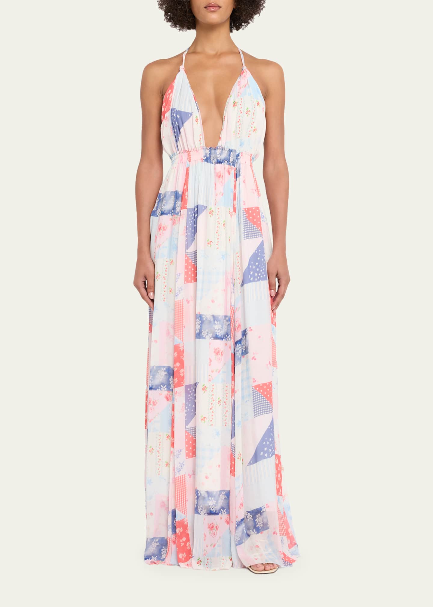 o neck patchwork chiffon dress New Floral O Neck Wrinkled Patchwork Chiffon Dress Summer  Omychic