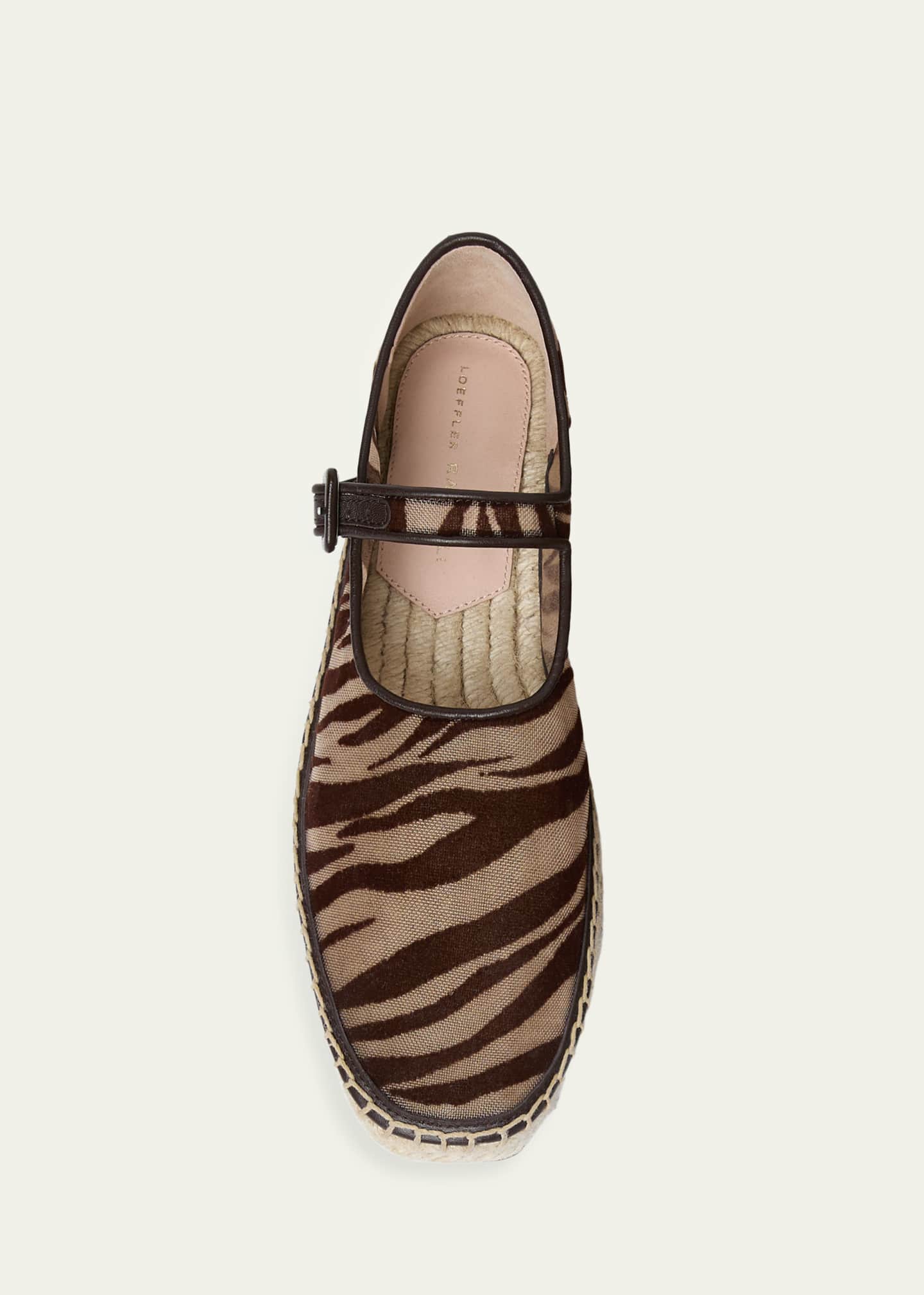 Loeffler Randall Clover Zebra-Printed Mesh Mary Jane Espadrilles