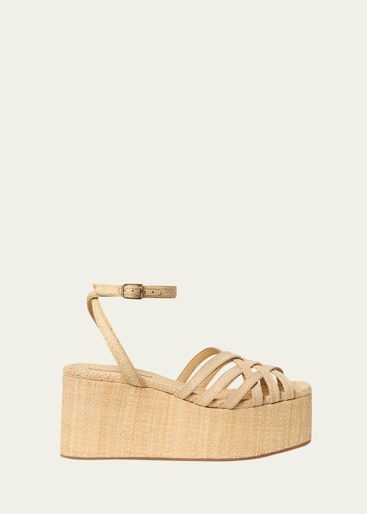 80mm Channing Raffia Platform Sandals