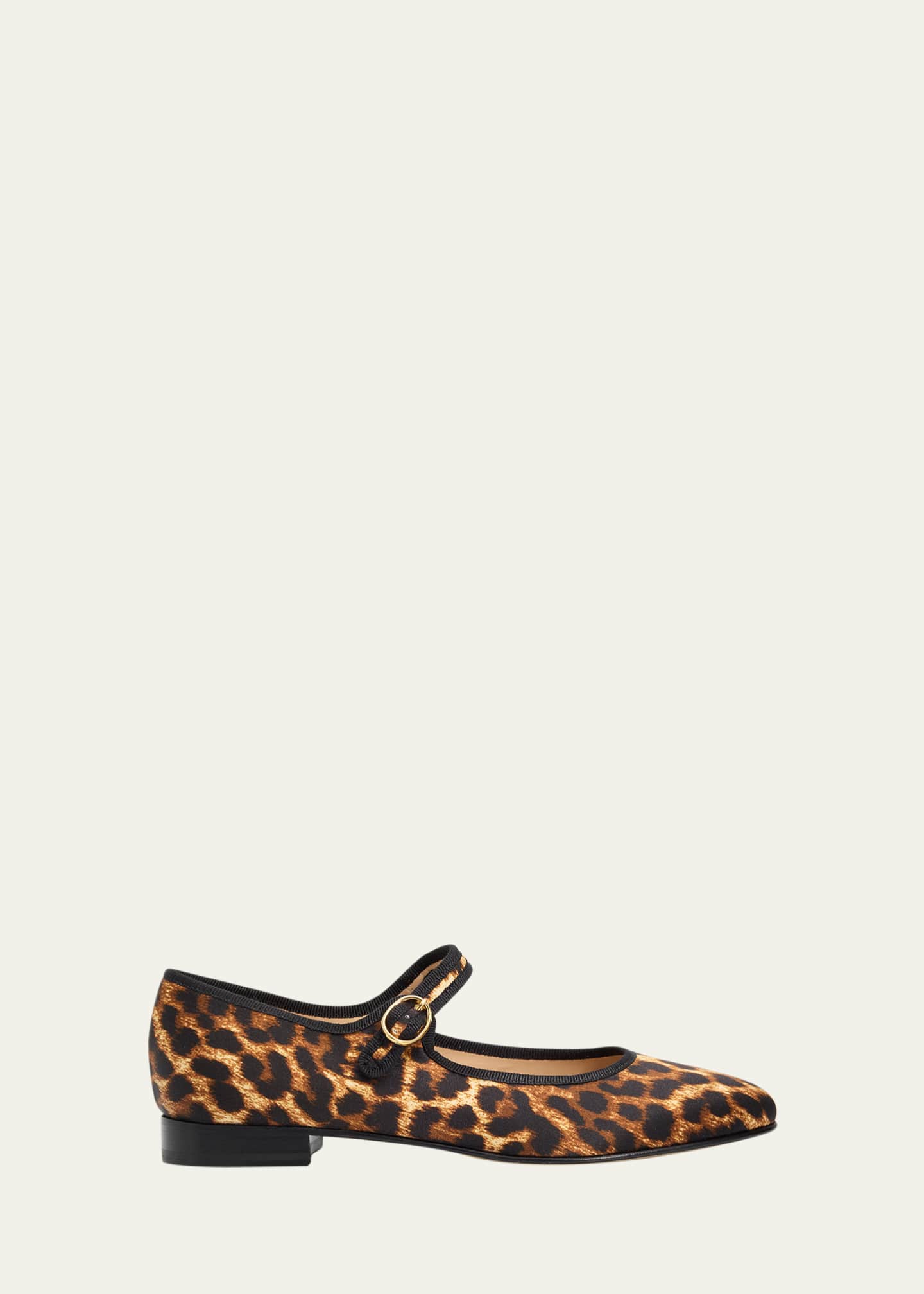 Vibi Venezia Leopard-Print Silk Mary Jane Ballerina Flats