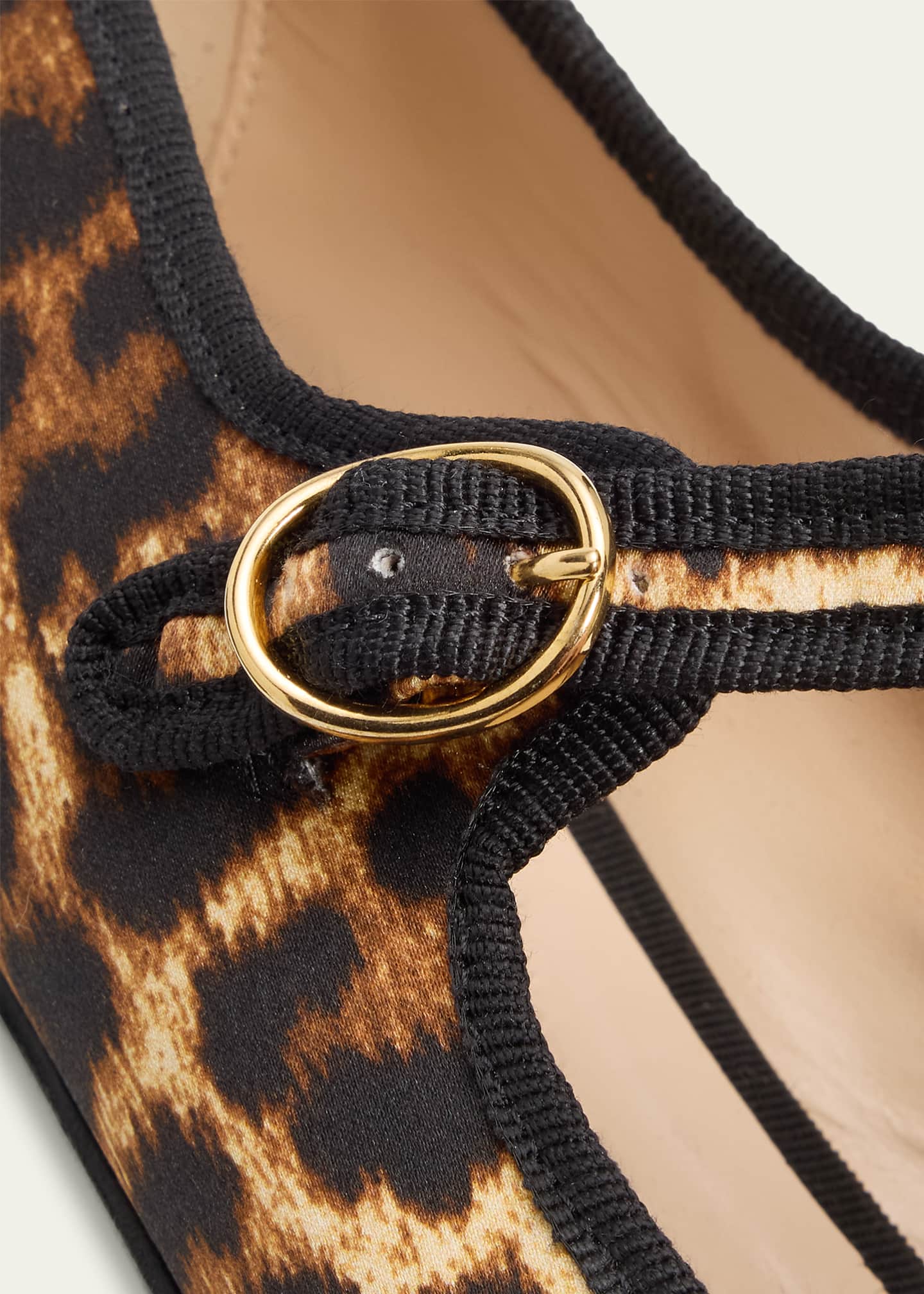 Vibi Venezia Leopard-Print Silk Mary Jane Ballerina Flats