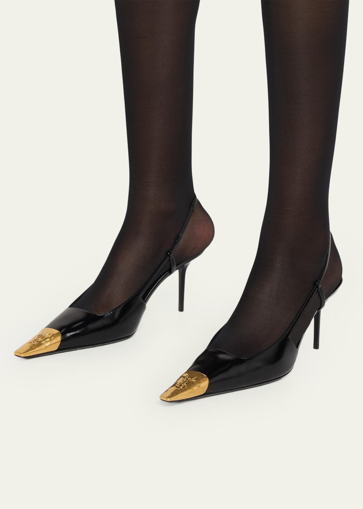 Saint Laurent 75mm Jeanne Leather Slingback Pumps - Bergdorf Goodman