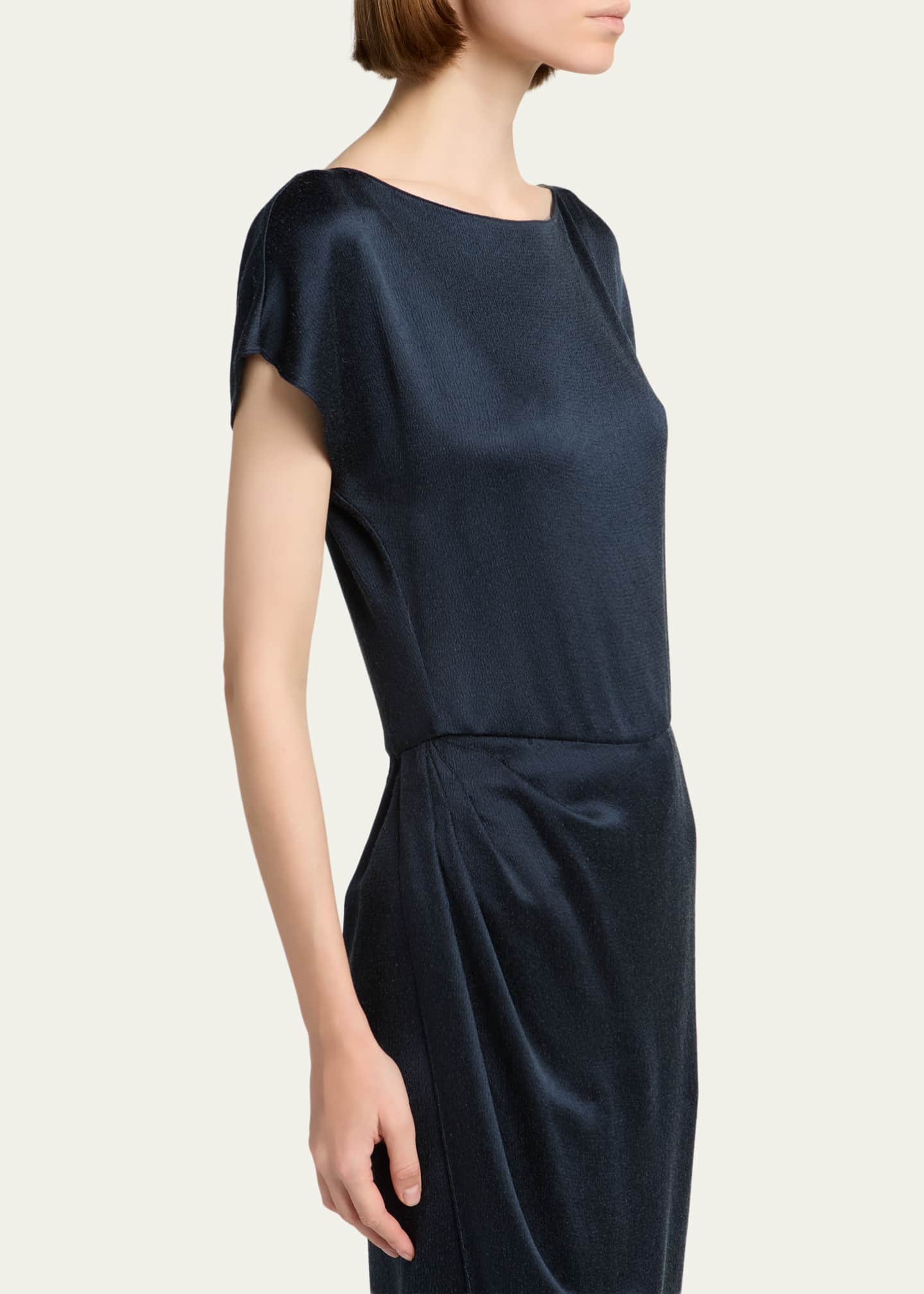 hammered satin midi dress Giorgio Armani Women's Satin draped Midi-Dress - Outer Space