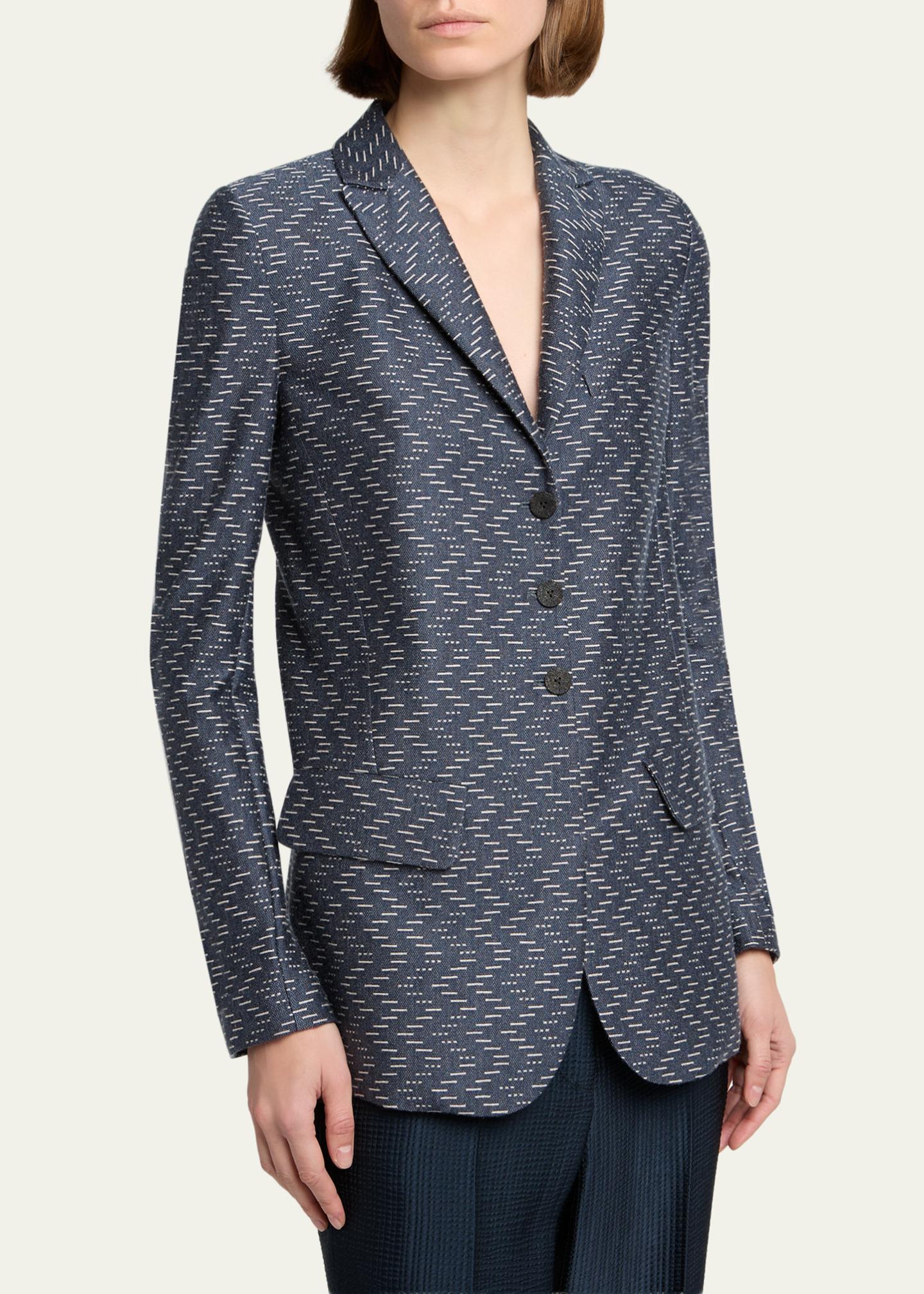 Giorgio Armani Zigzag Jacquard Cashmere Single-Breasted Jacket 