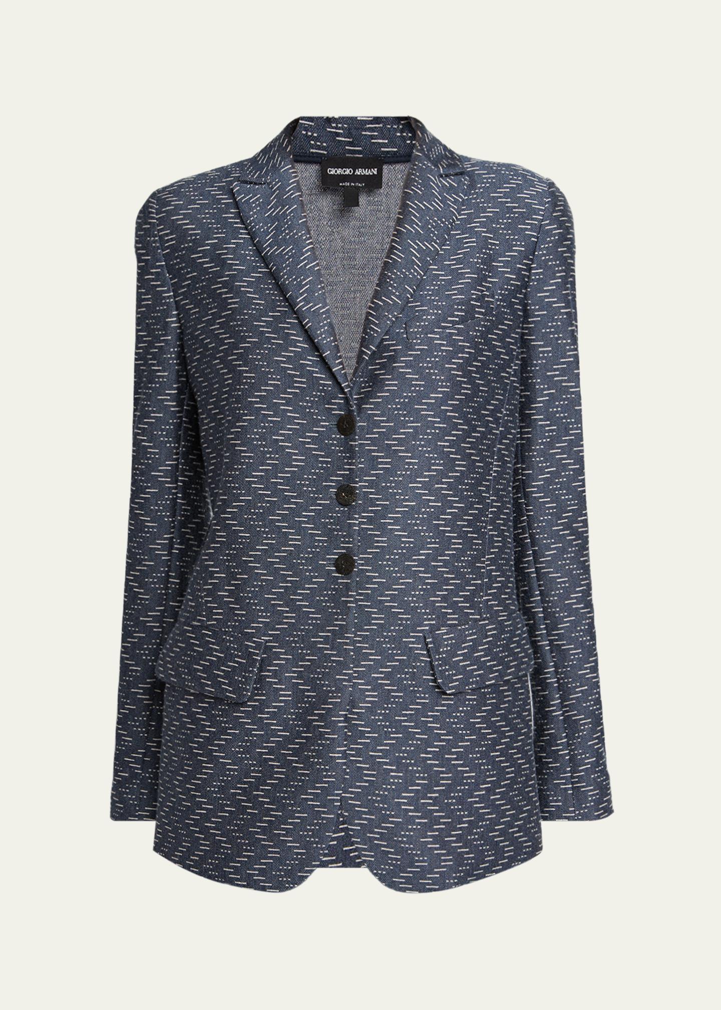 Giorgio Armani Zigzag Jacquard Cashmere Single-Breasted Jacket 