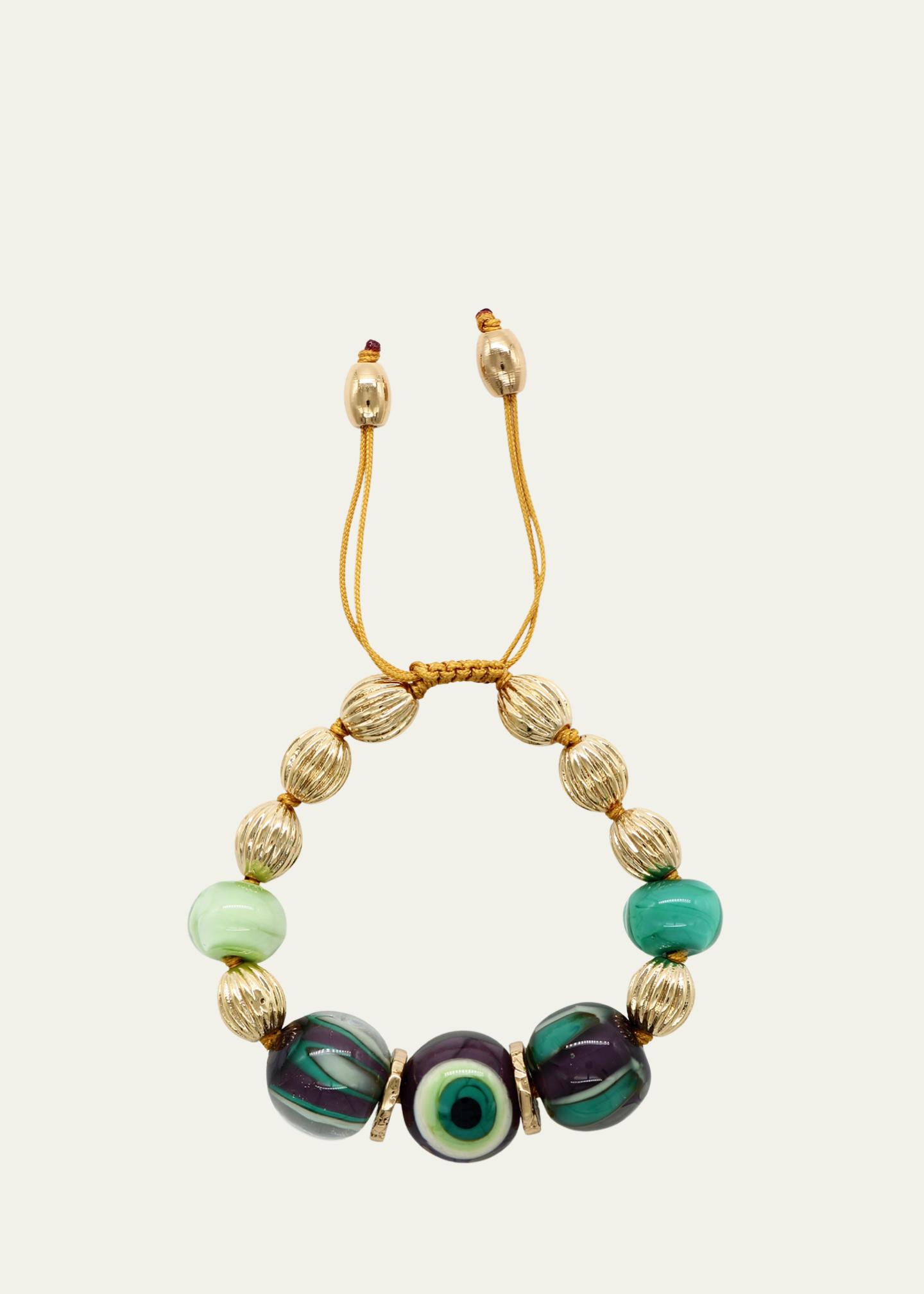 TOHUM Design Evil Eye Charm Bracelet, Green - Bergdorf Goodman
