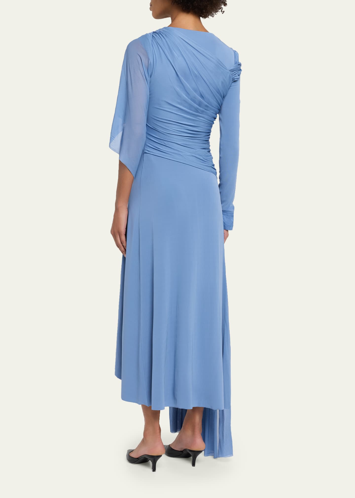 lanvin jersey dress Lanvin Cape-effect Open-knit And Jersey Midi Dress - Women - Black Dresses