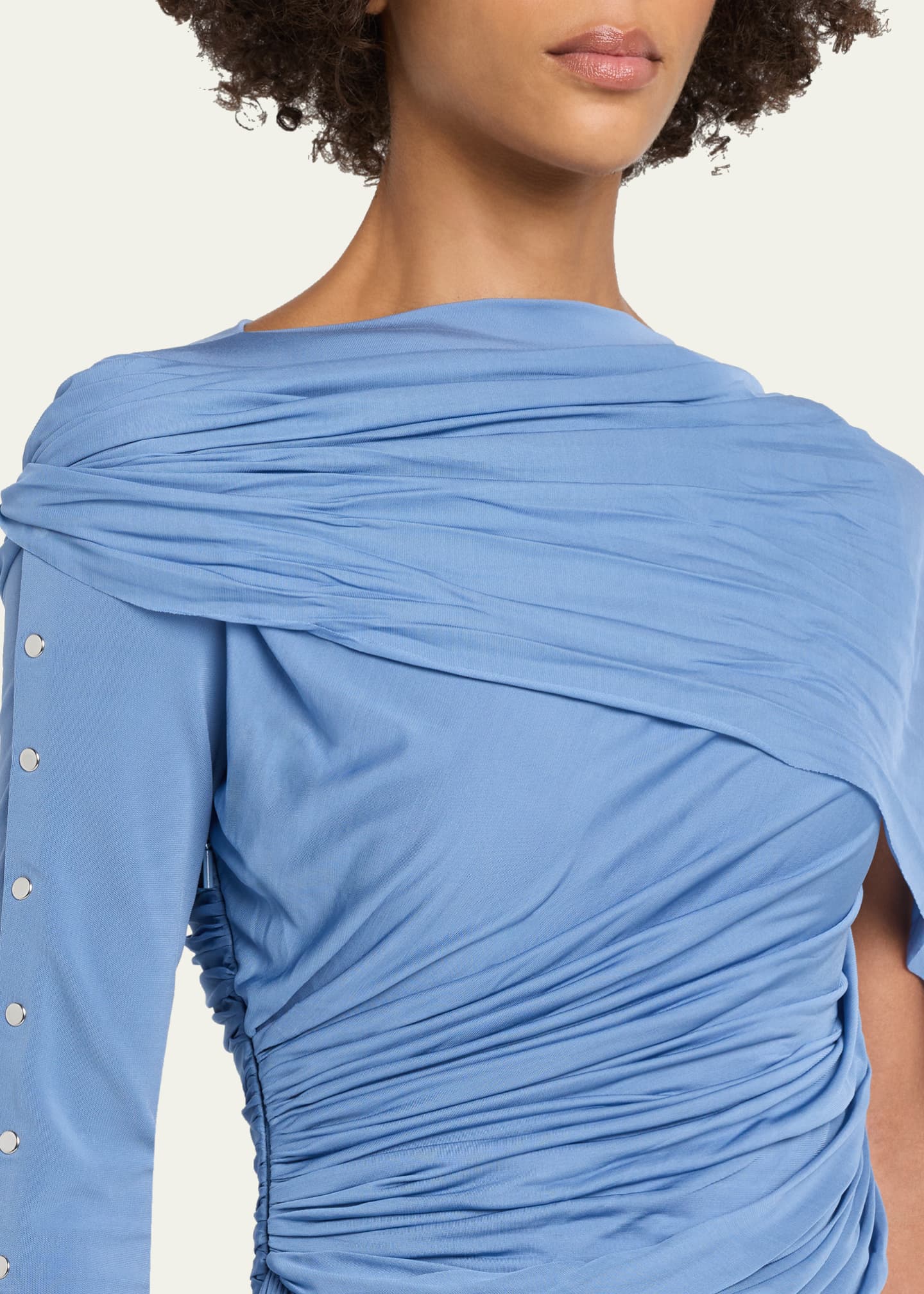 lanvin jersey dress Lanvin Teal Blue Long Sleeves Jersey Dress - MEDIUM