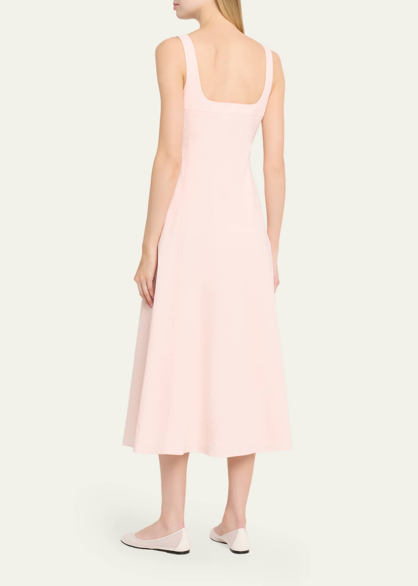 Theory Sleeveless Square-Neck Seamed Midi Dress - Bergdorf Goodman