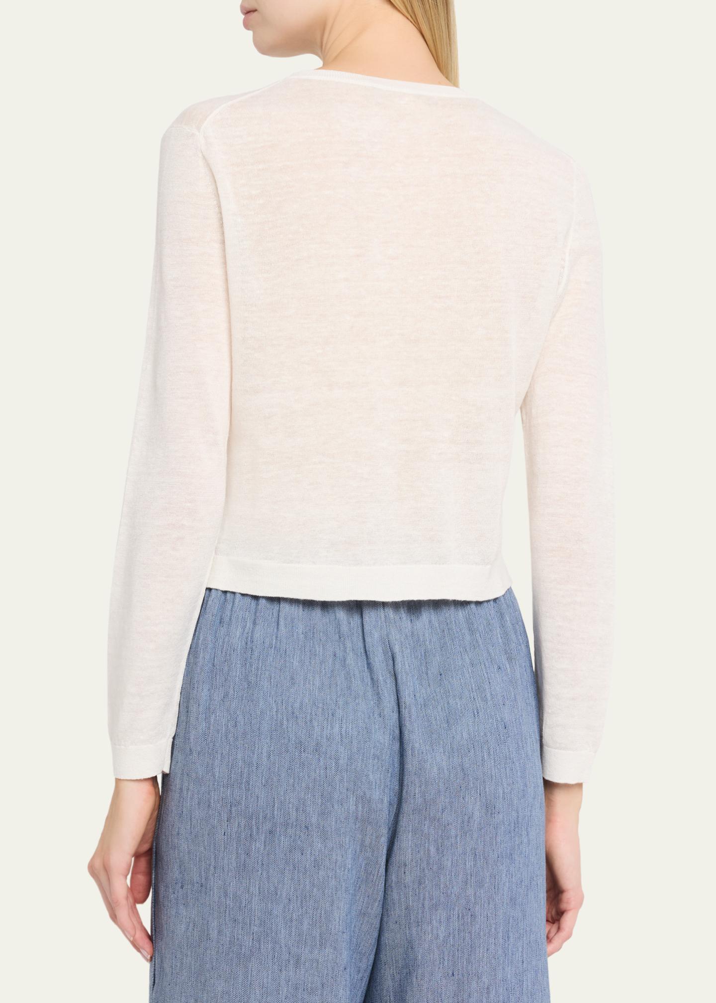 Theory Cropped Linen-Blend Cardigan - Bergdorf Goodman