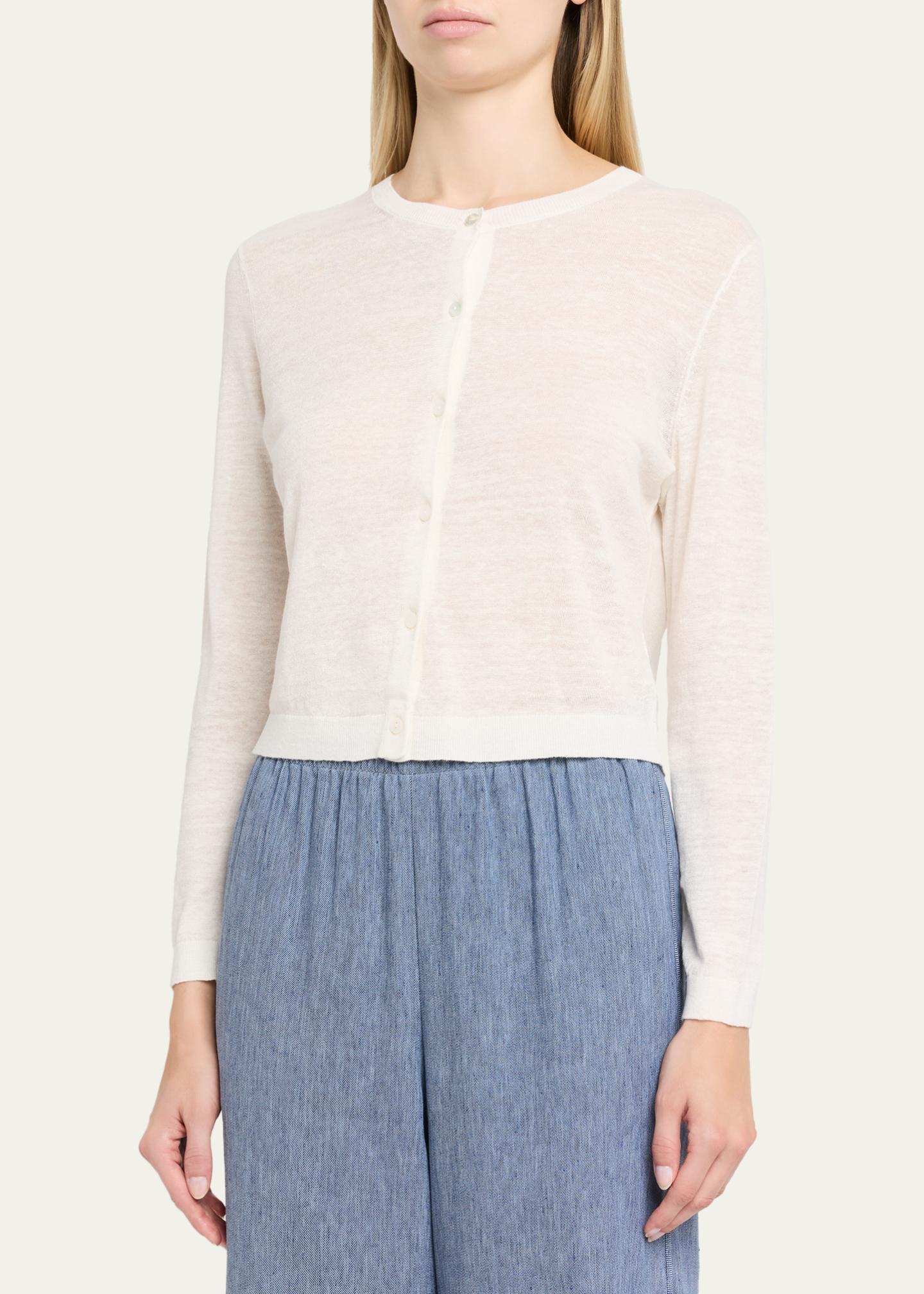Theory Cropped Linen-Blend Cardigan - Bergdorf Goodman