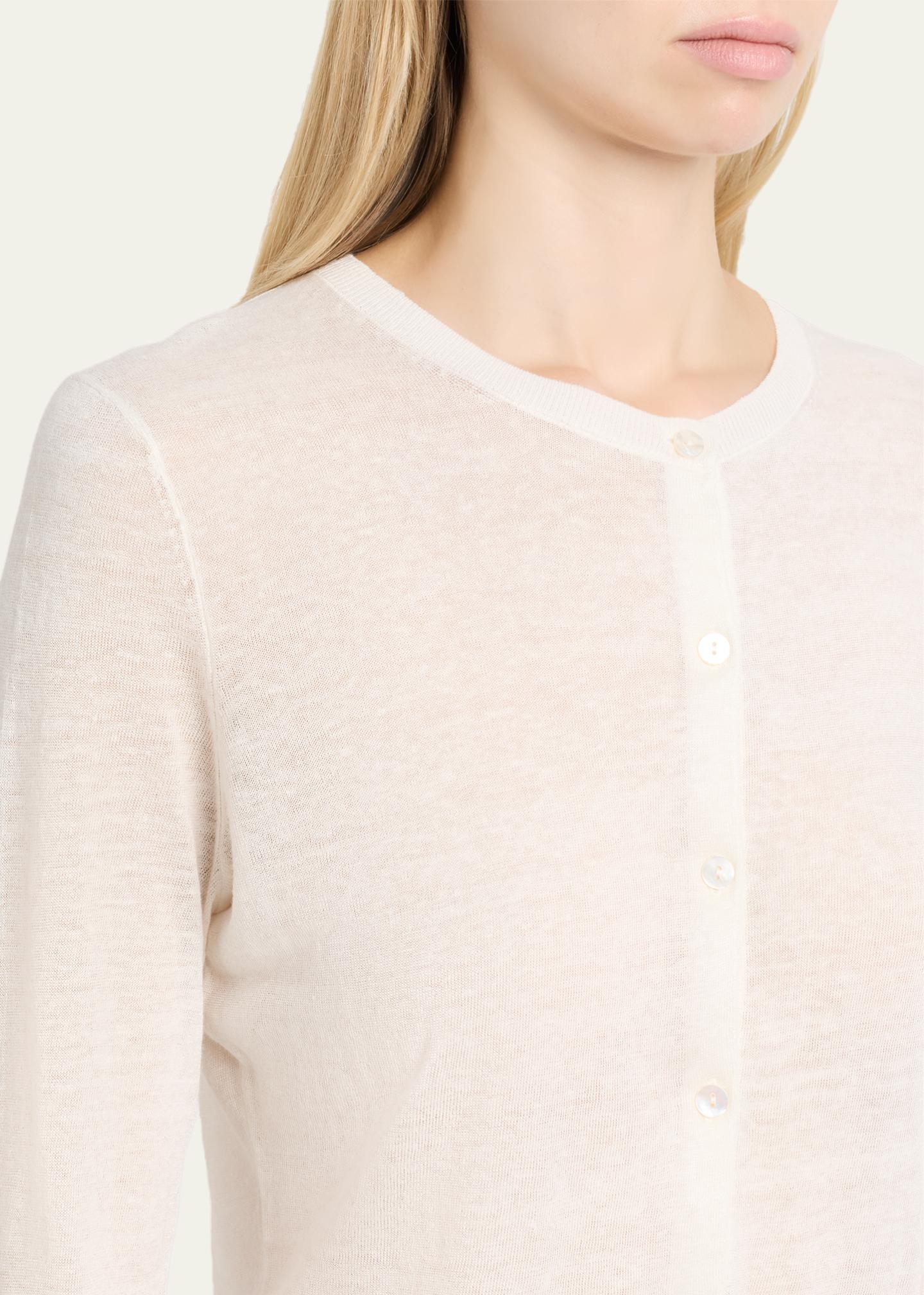 Theory Cropped Linen-Blend Cardigan - Bergdorf Goodman