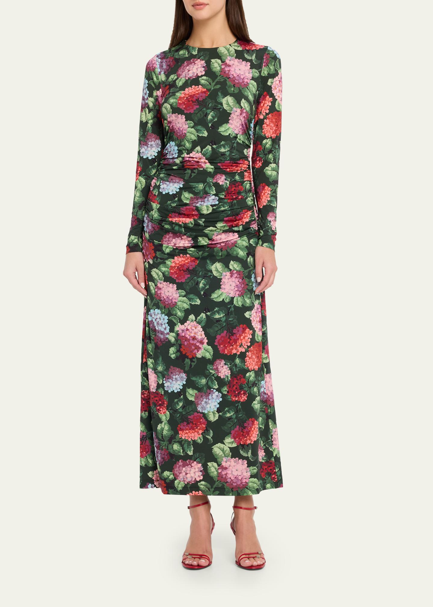 carolina jersey dress Herrera Hydrangea-Print Ruched MS354