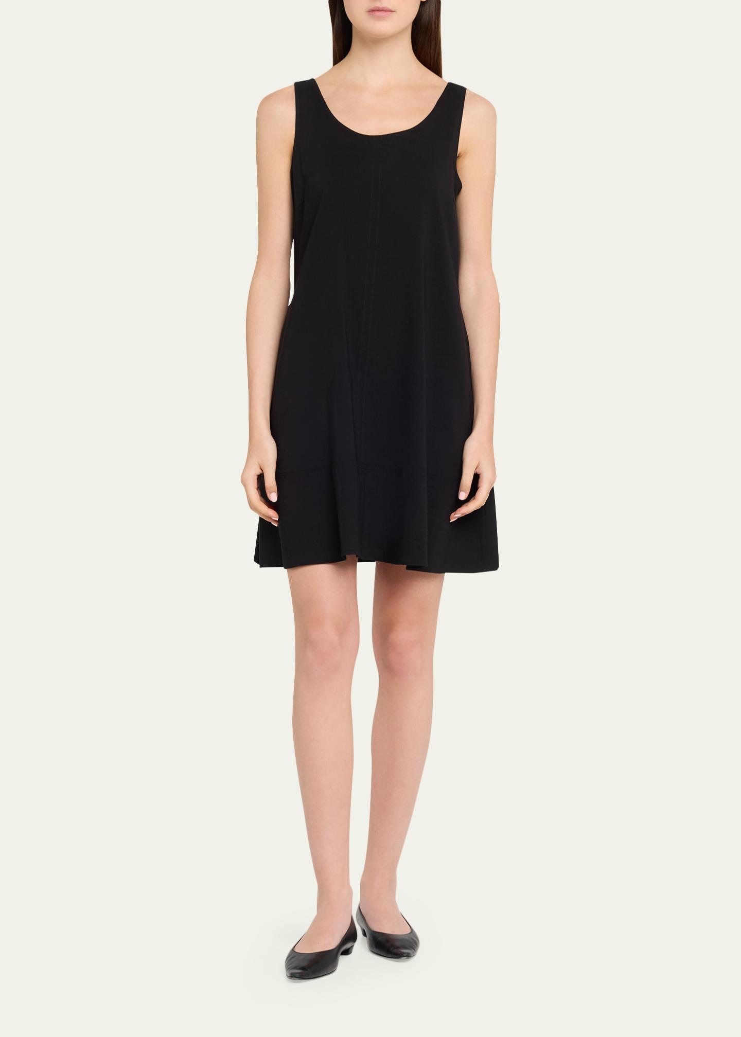black theory dress Flared Tank grazing hem in a