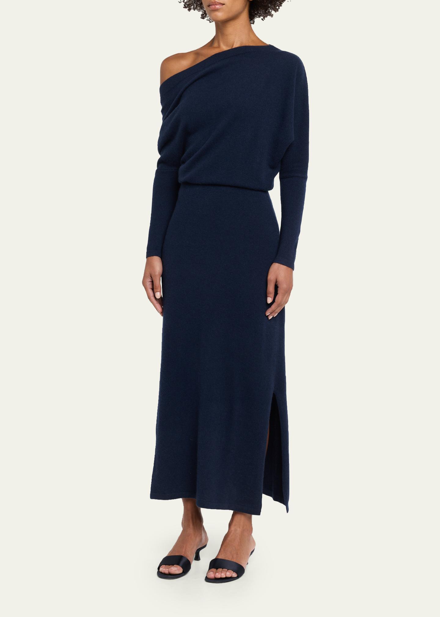 altuzarra kim knit dress Kasos One-Shoulder Draped Cashmere Midi Kitty dress