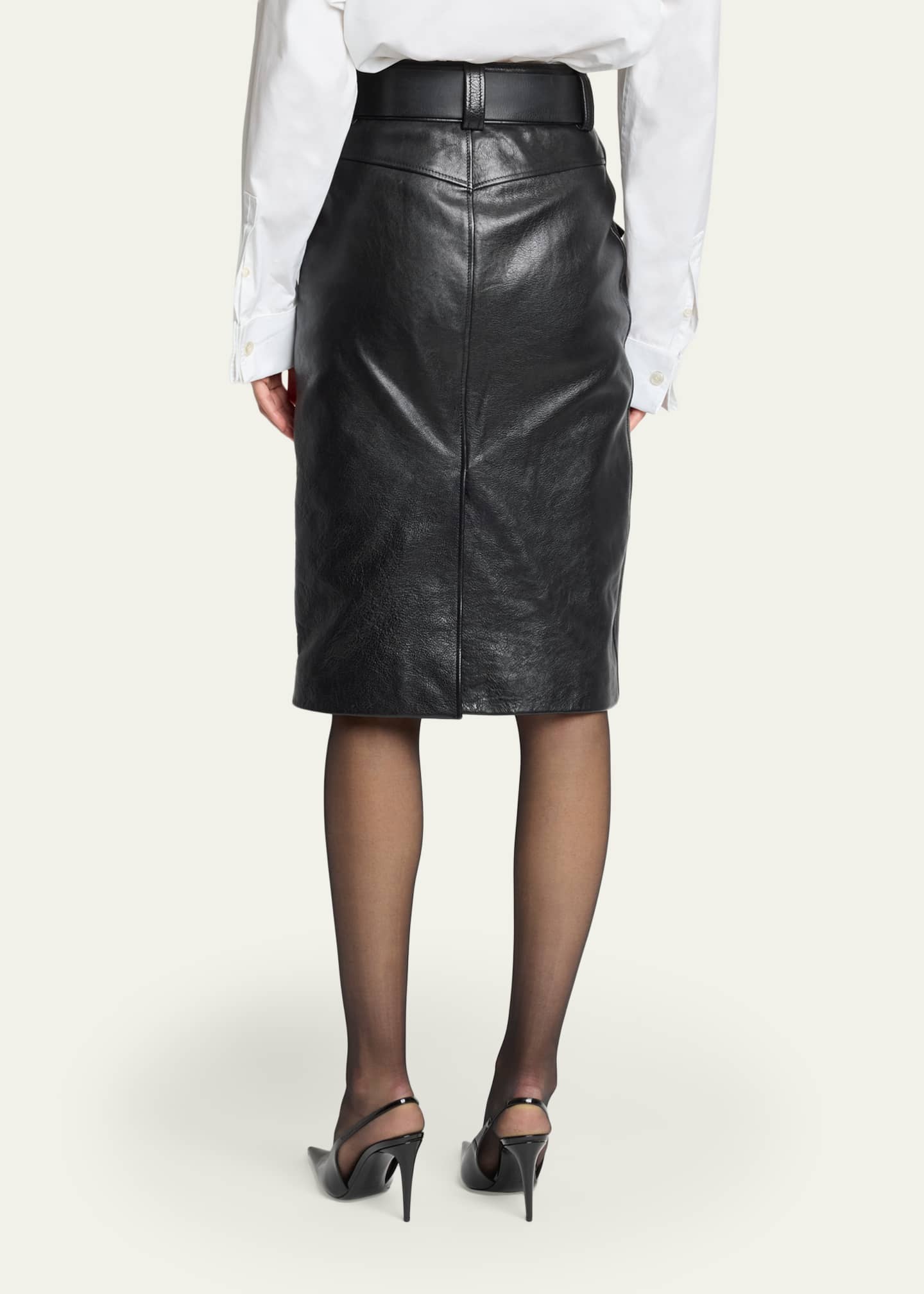 Saint Laurent Leather Pencil Skirt - Bergdorf Goodman