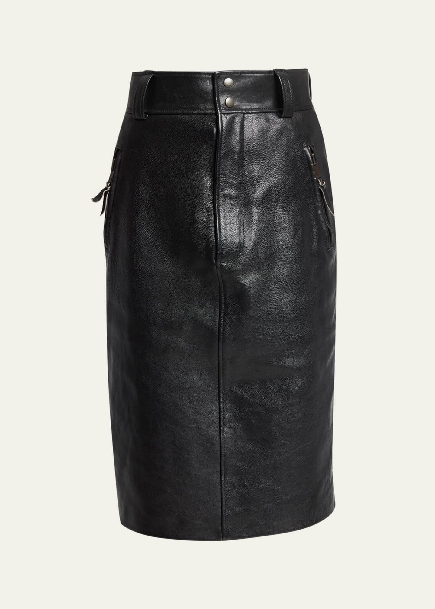 Saint Laurent Leather Pencil Skirt - Bergdorf Goodman