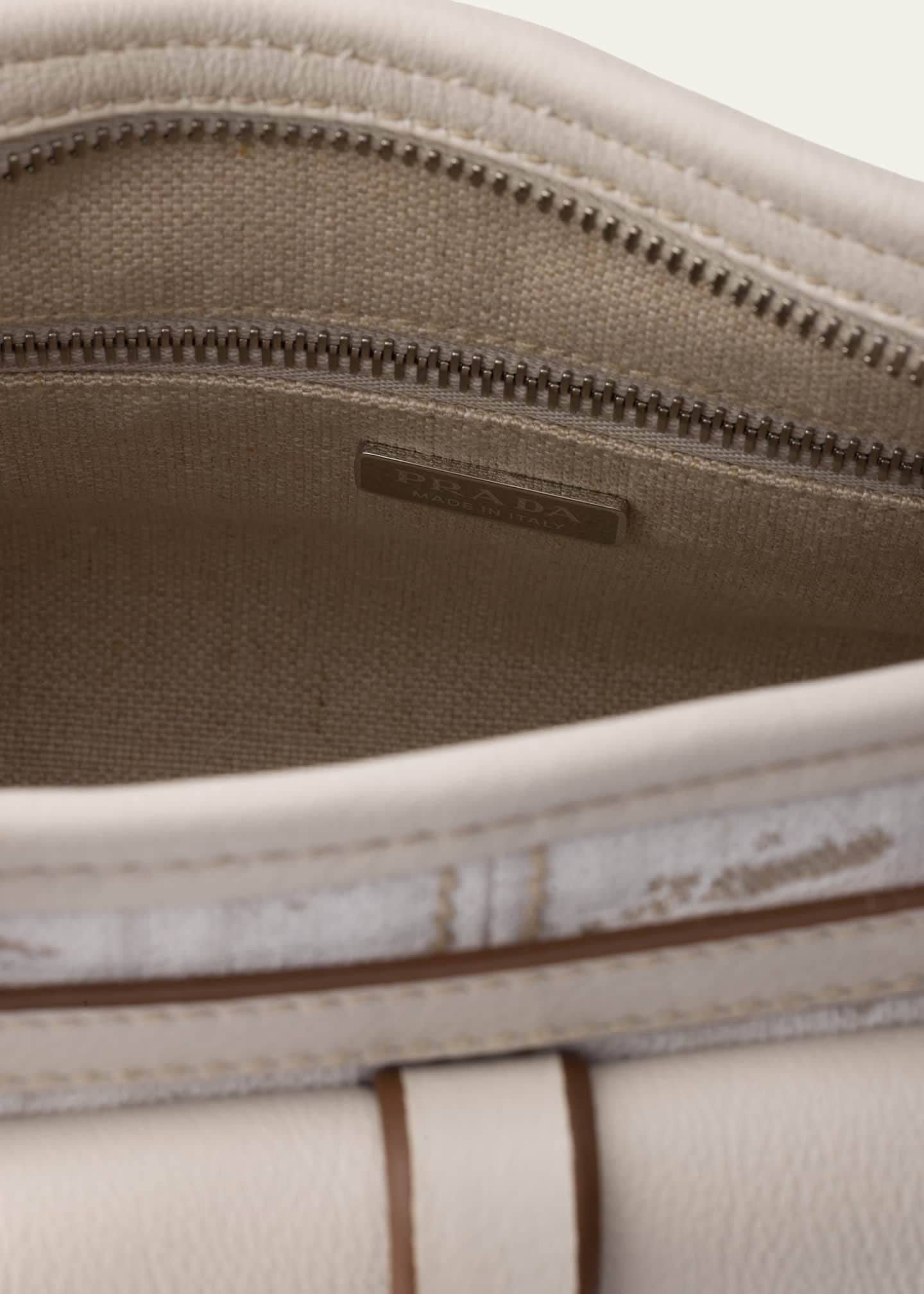 Prada Bonnie Medium Printed Linen & Leather Shoulder Bag
