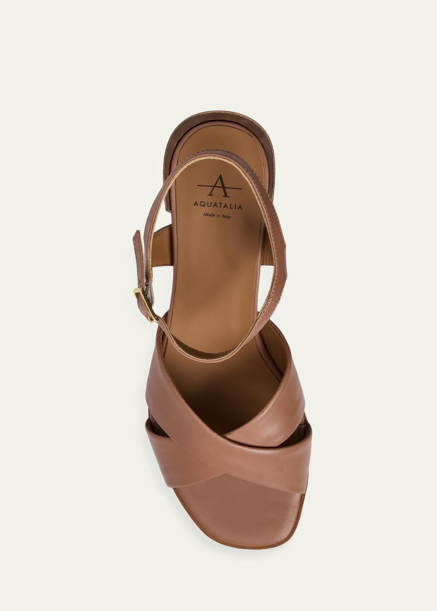 Aquatalia 55mm Domenica Leather Block-Heel Sandals - Bergdorf Goodman