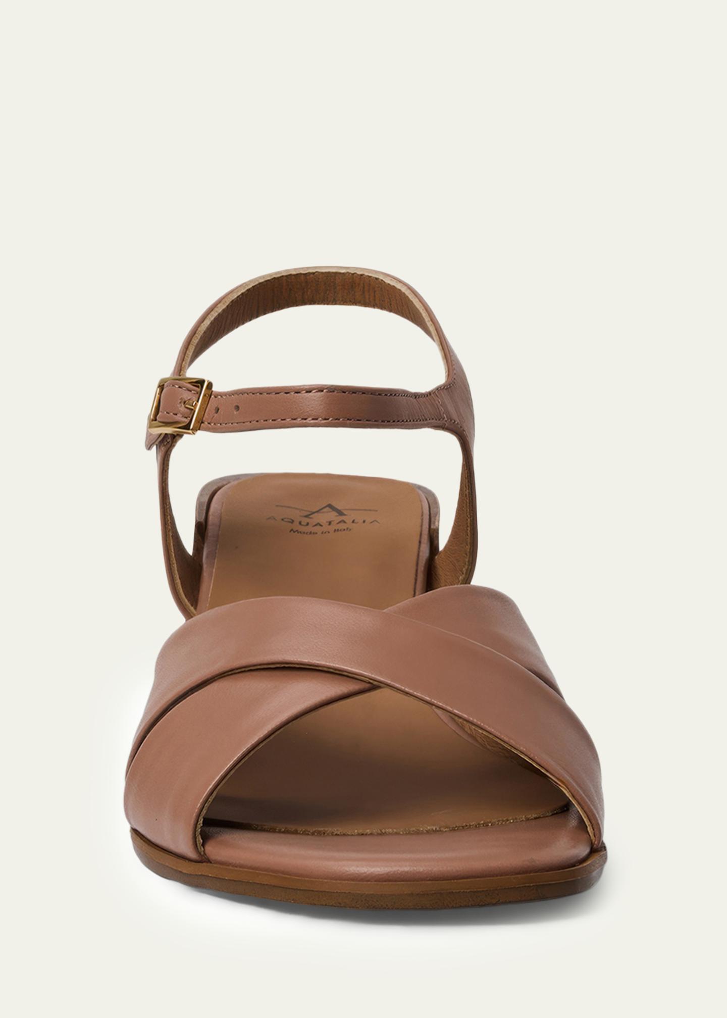 Aquatalia 55mm Domenica Leather Block-Heel Sandals - Bergdorf Goodman
