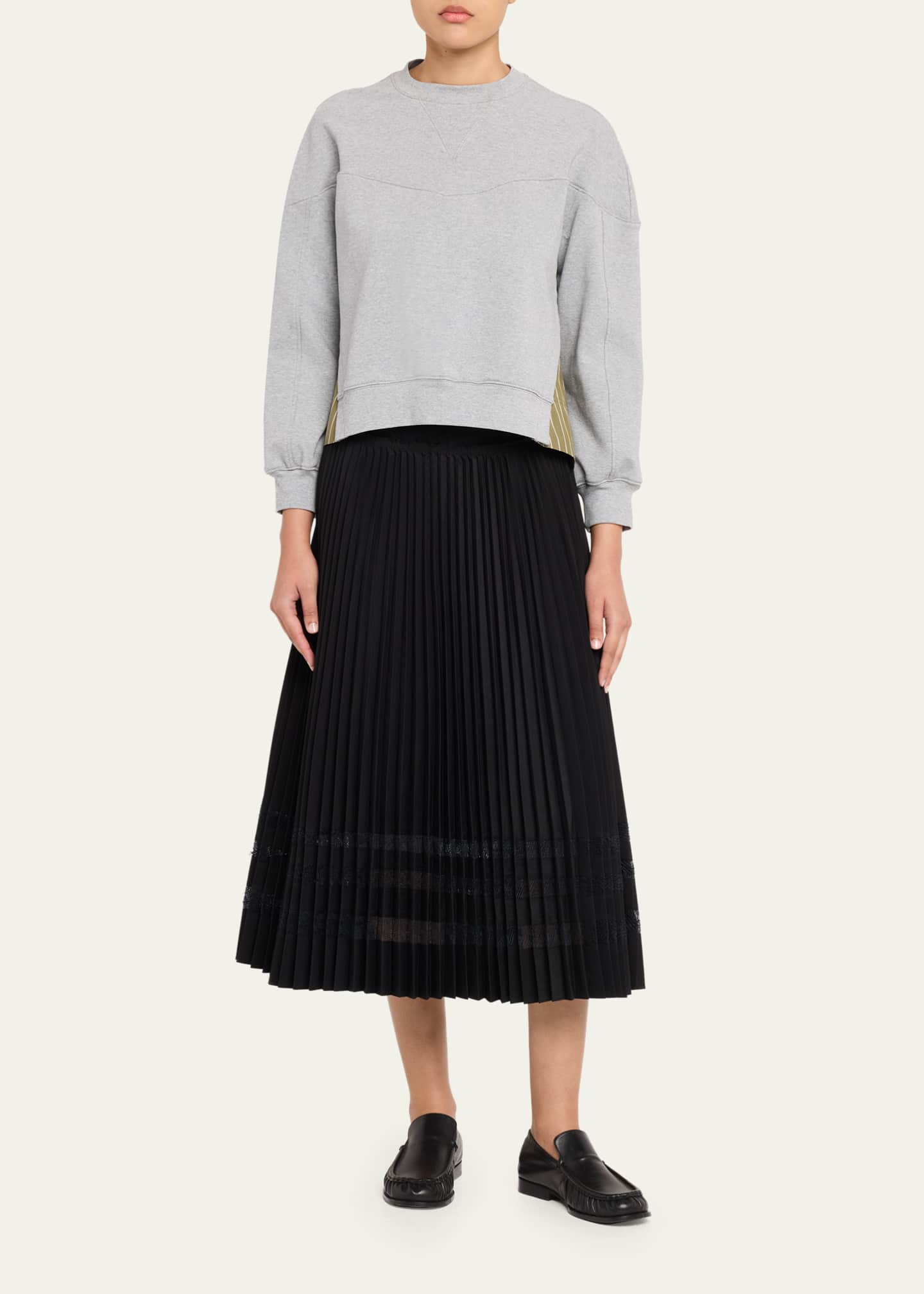 3.1 Phillip Lim Long-Sleeve French-Terry Combo Top - Bergdorf Goodman