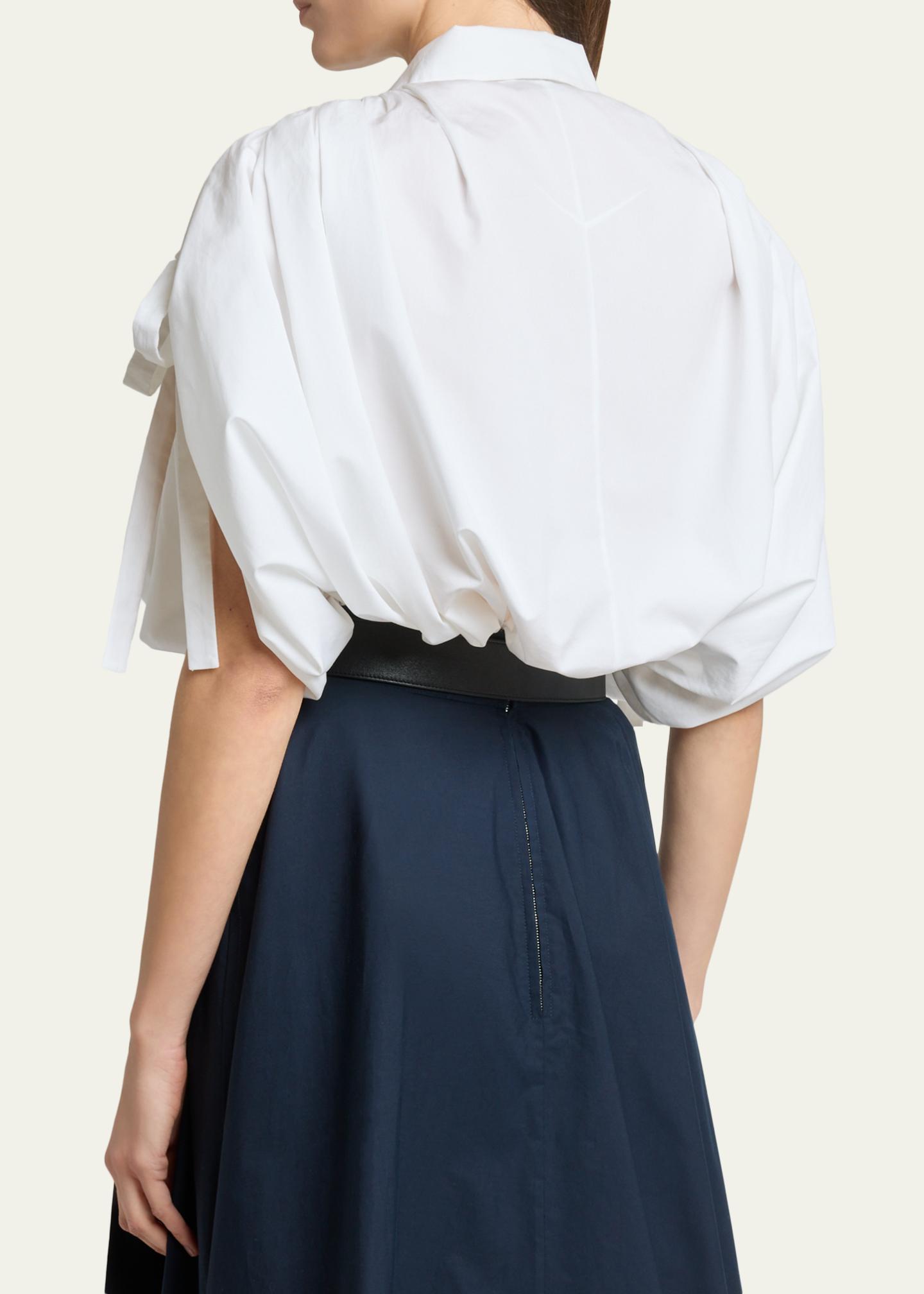 Givenchy Ruched Cotton-Poplin Crop Collared Bubble Shirt - Bergdorf Goodman