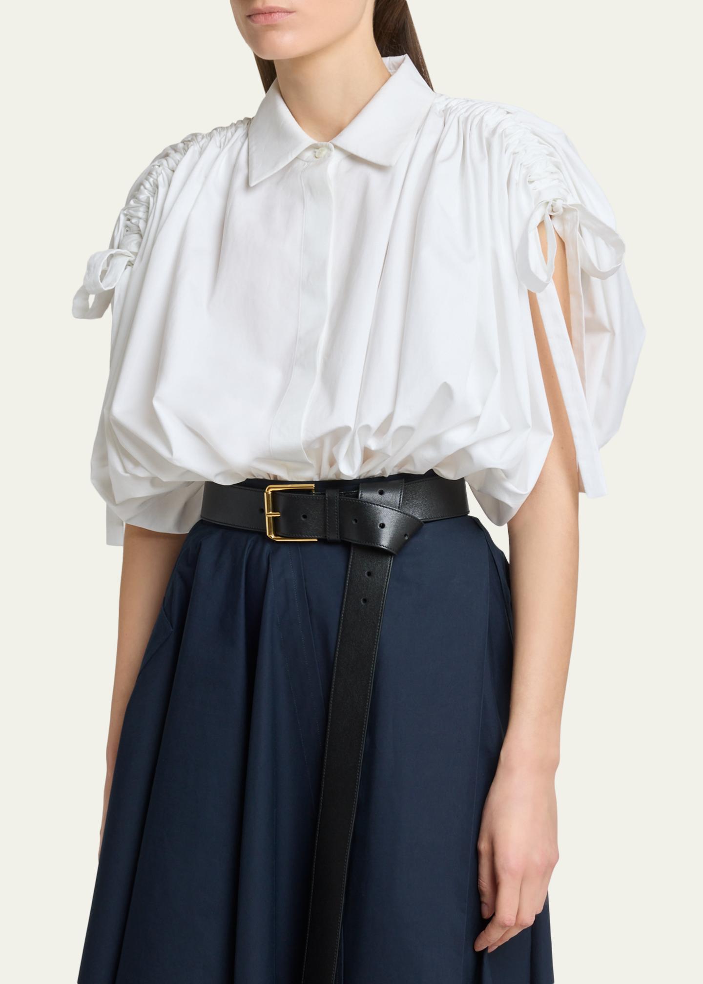 Givenchy Ruched Cotton-Poplin Crop Collared Bubble Shirt - Bergdorf Goodman