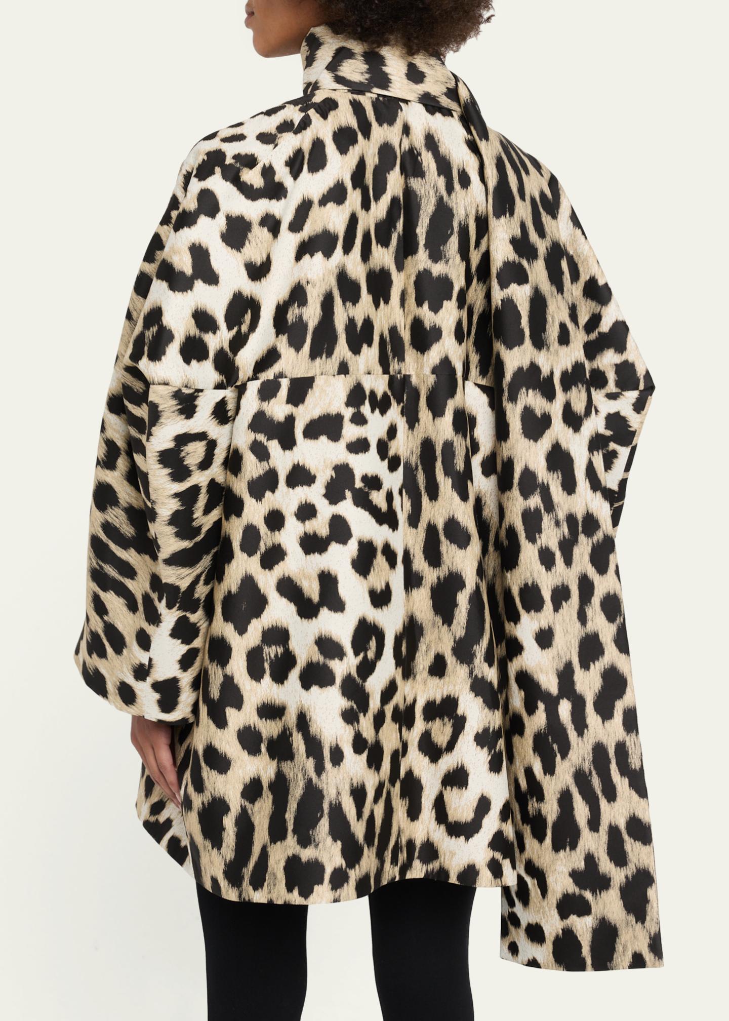 Givenchy Leopard Jacquard Short Cocoon Coat With Scarf - Bergdorf
