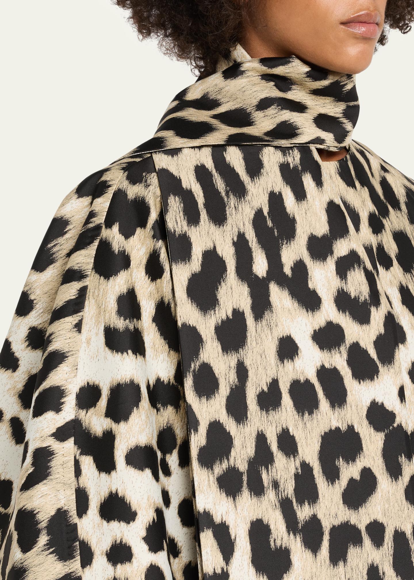 Givenchy Leopard Jacquard Short Cocoon Coat With Scarf - Bergdorf
