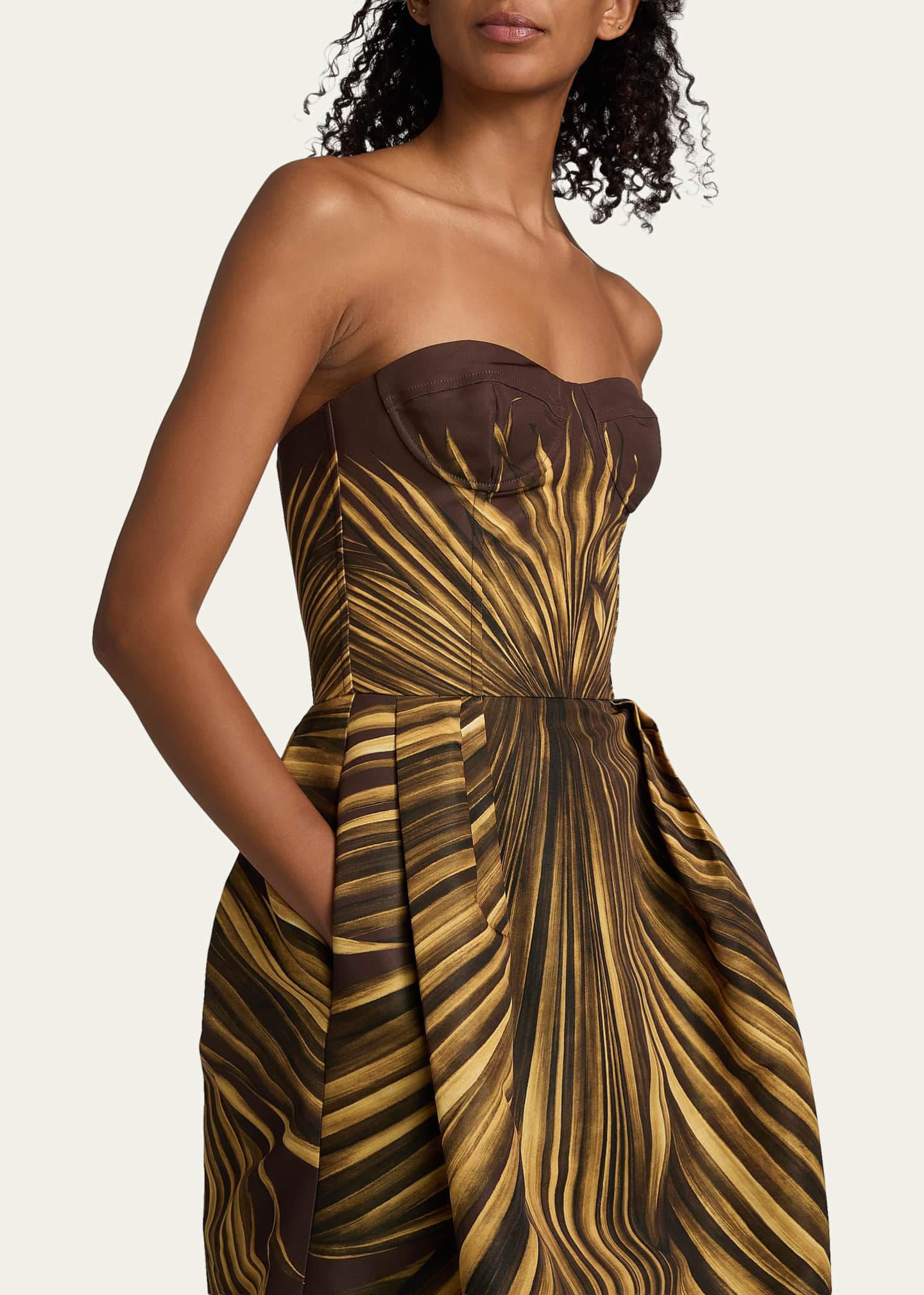 Oscar de la Renta Palm Faille Sleeveless Bustier Gown - Bergdorf Goodman