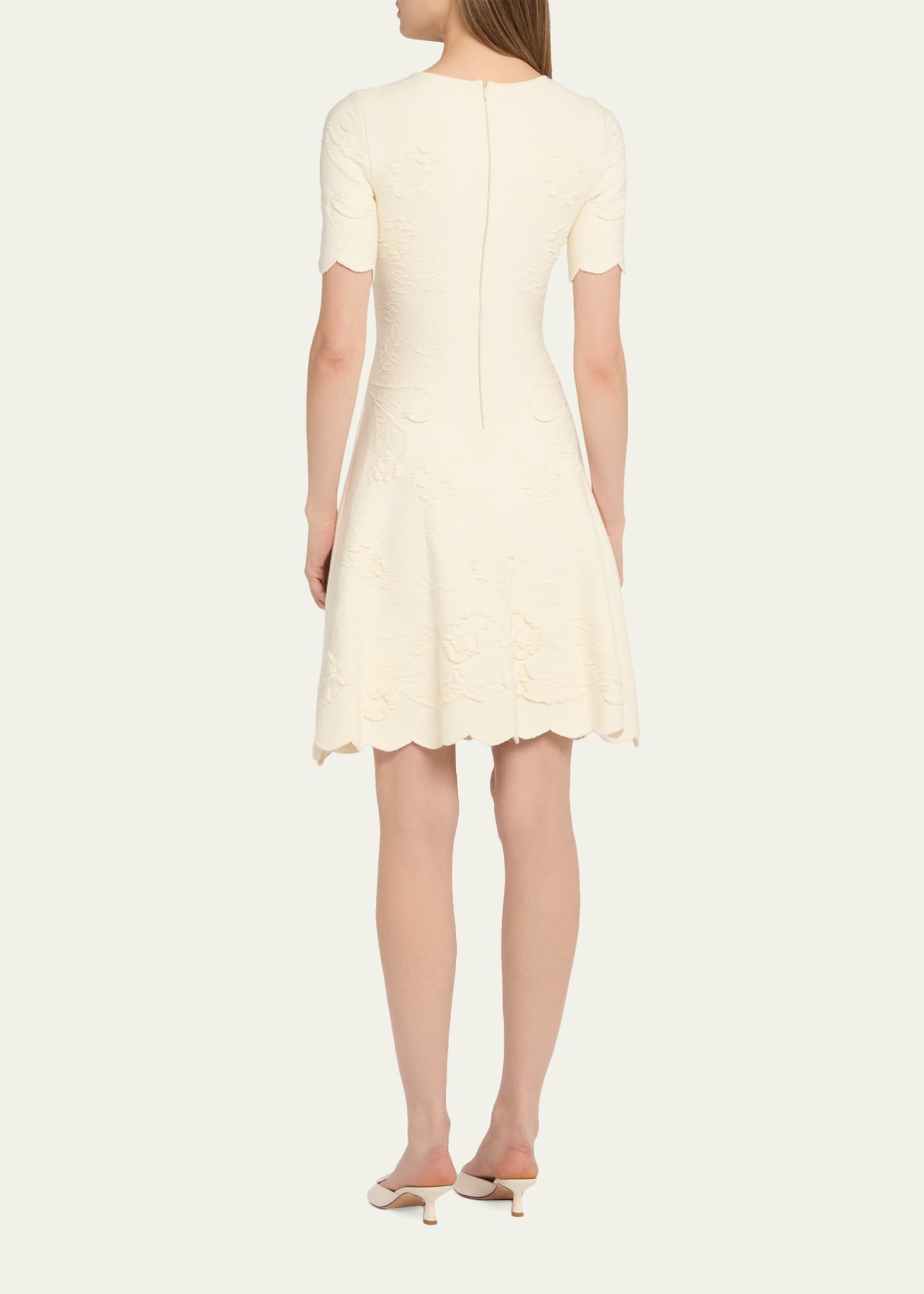 oscar mini dress white floral Embroidered mini dress - silver