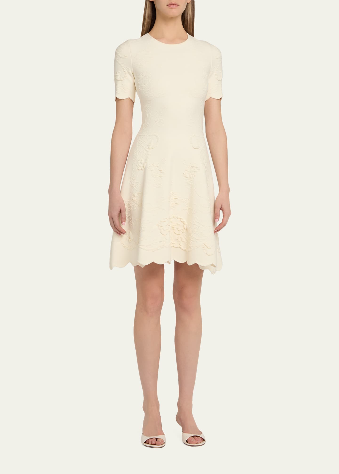 jacquard knit mini dress Versace Jacquard Stretch Viscose Fitted Knit Mini Dress, Female, Green, 44