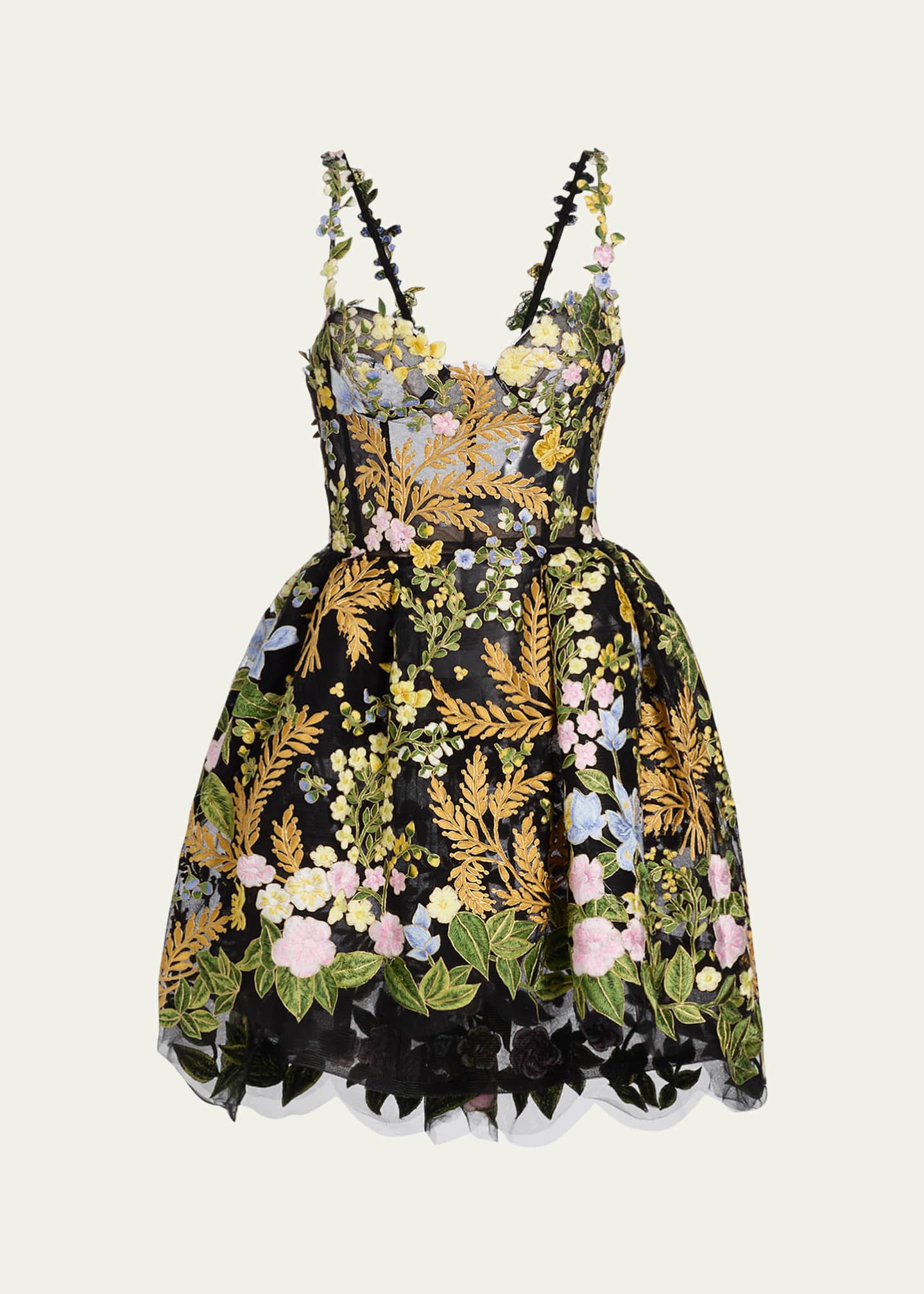 oscar de la renta embroidered flower bell skirt dress Best Dresses at Saks Fifth Avenue: Burberry, Oscar de la Renta & STAUD