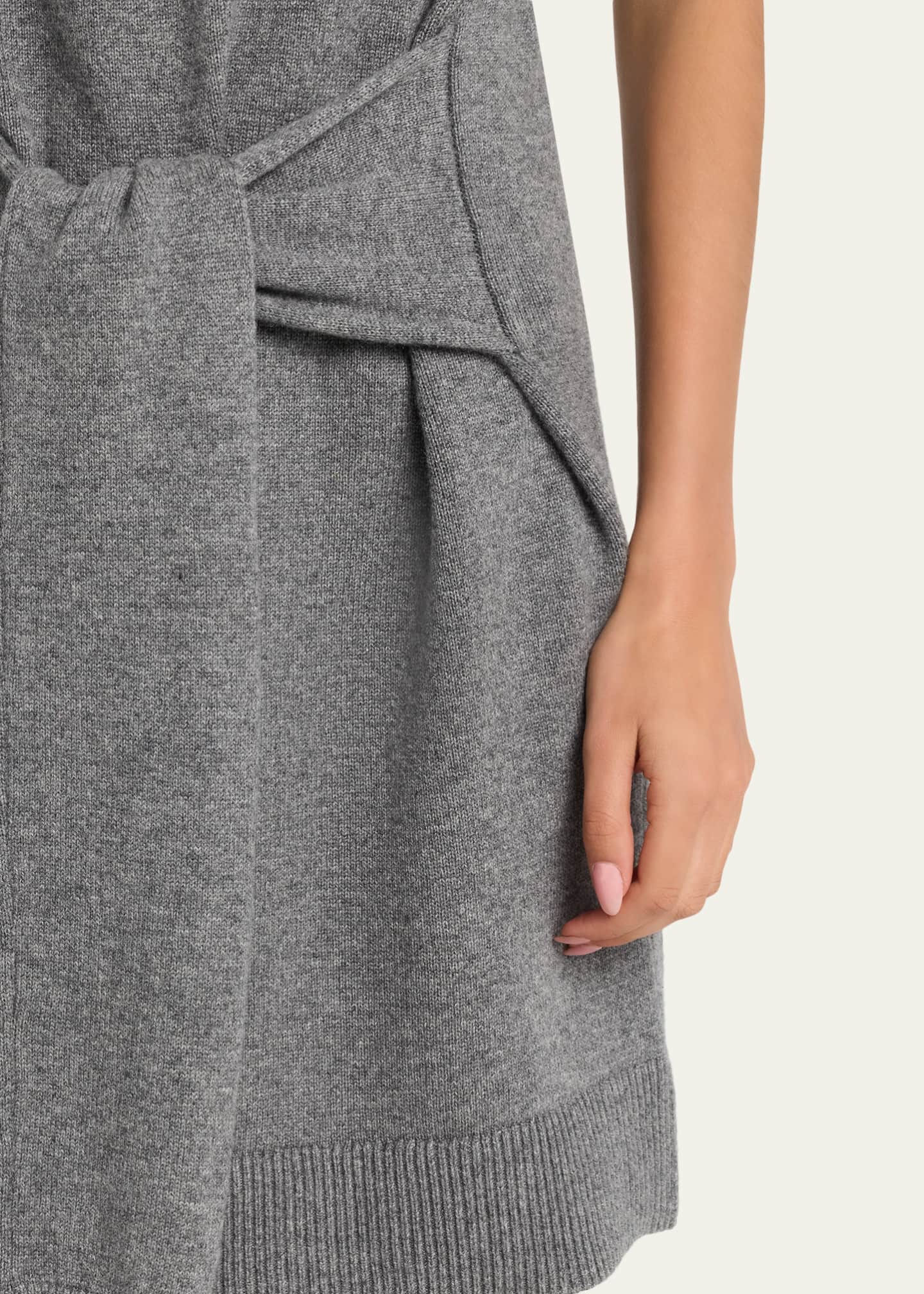 michael kors perrette knit dress Michael Kors Collection Tie-Waist Cashmere Polo Sweater Mini Dress, GRAY, Women's, XSMALL, Casual & Work Dresses Sweater Dresses