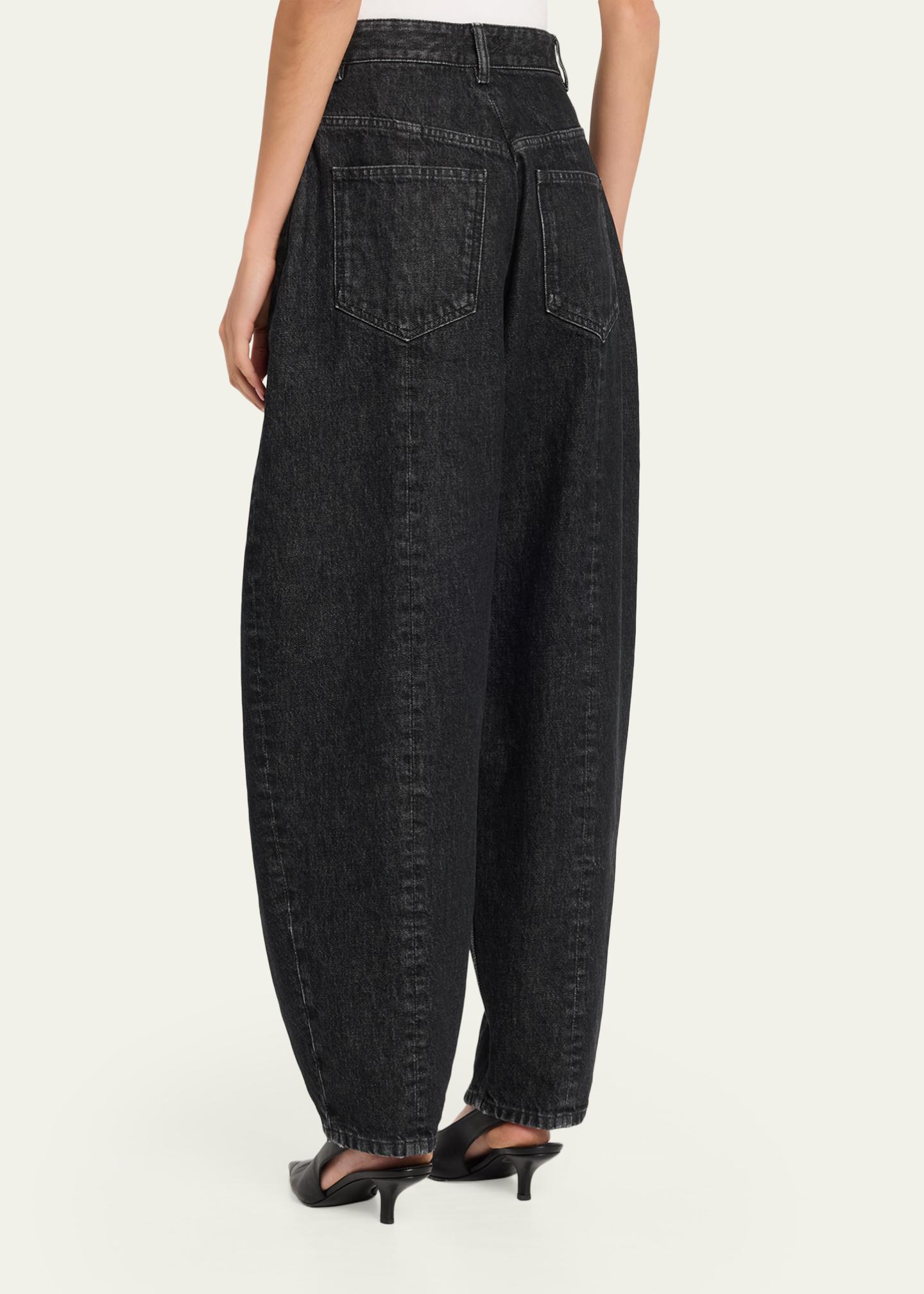 Michael Kors Collection Courtney Pleated Cotton Denim Barrel Jeans 