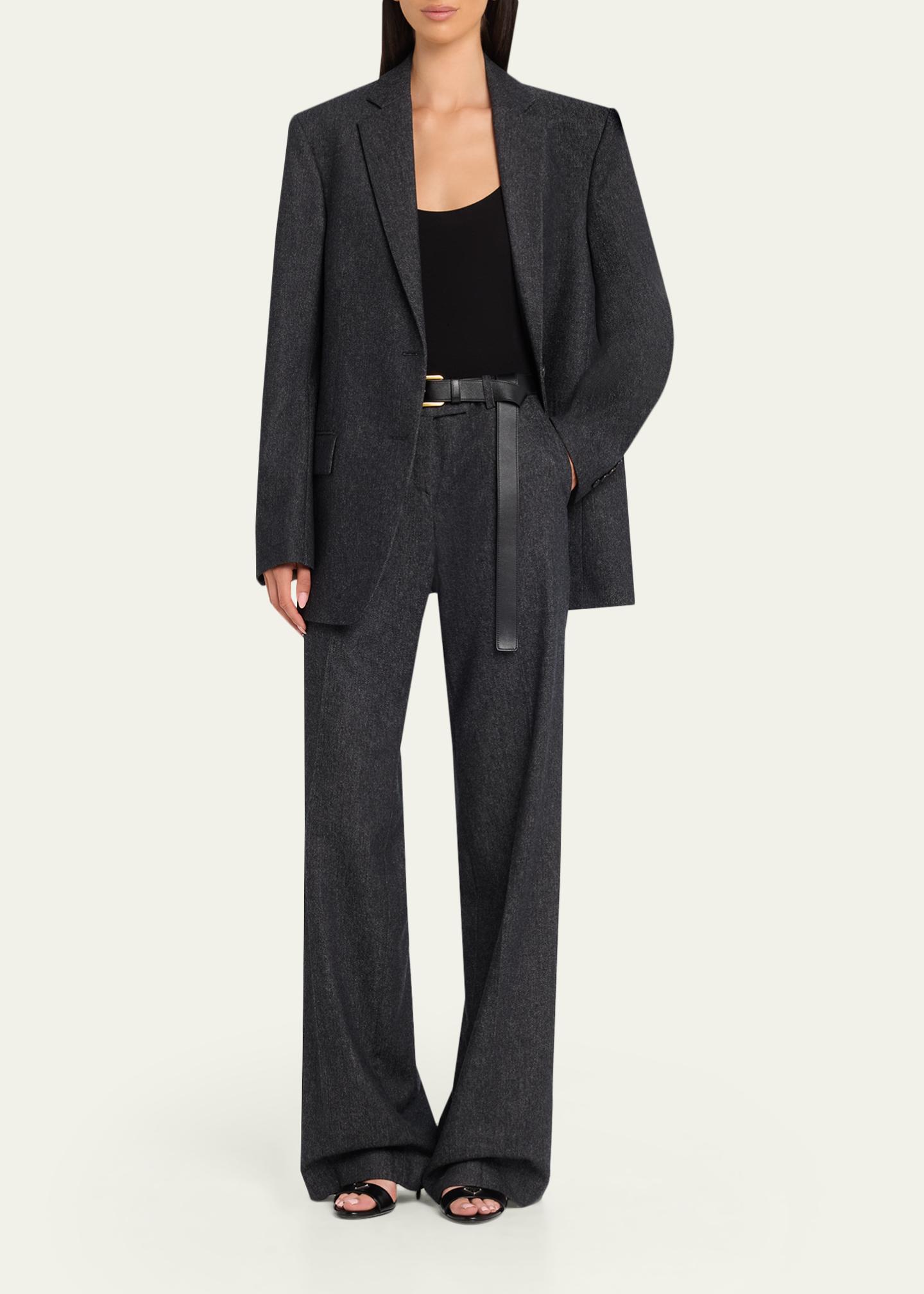 Michael Kors Collection Camilla Wide-Leg Melange Wool Trousers